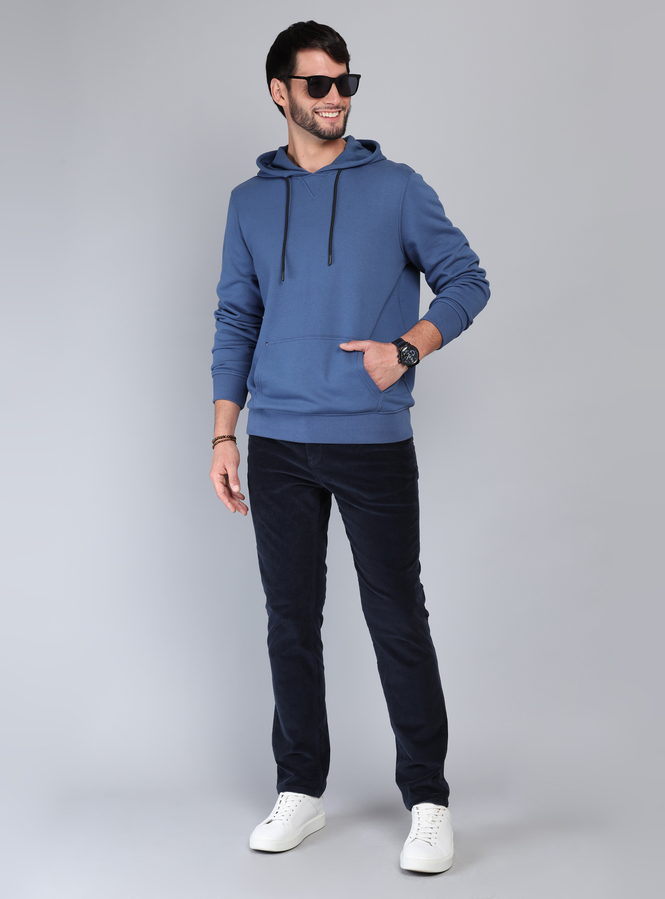 POLERON CON CAPUCHA REGULAR FIT AZUL ARROW - 4