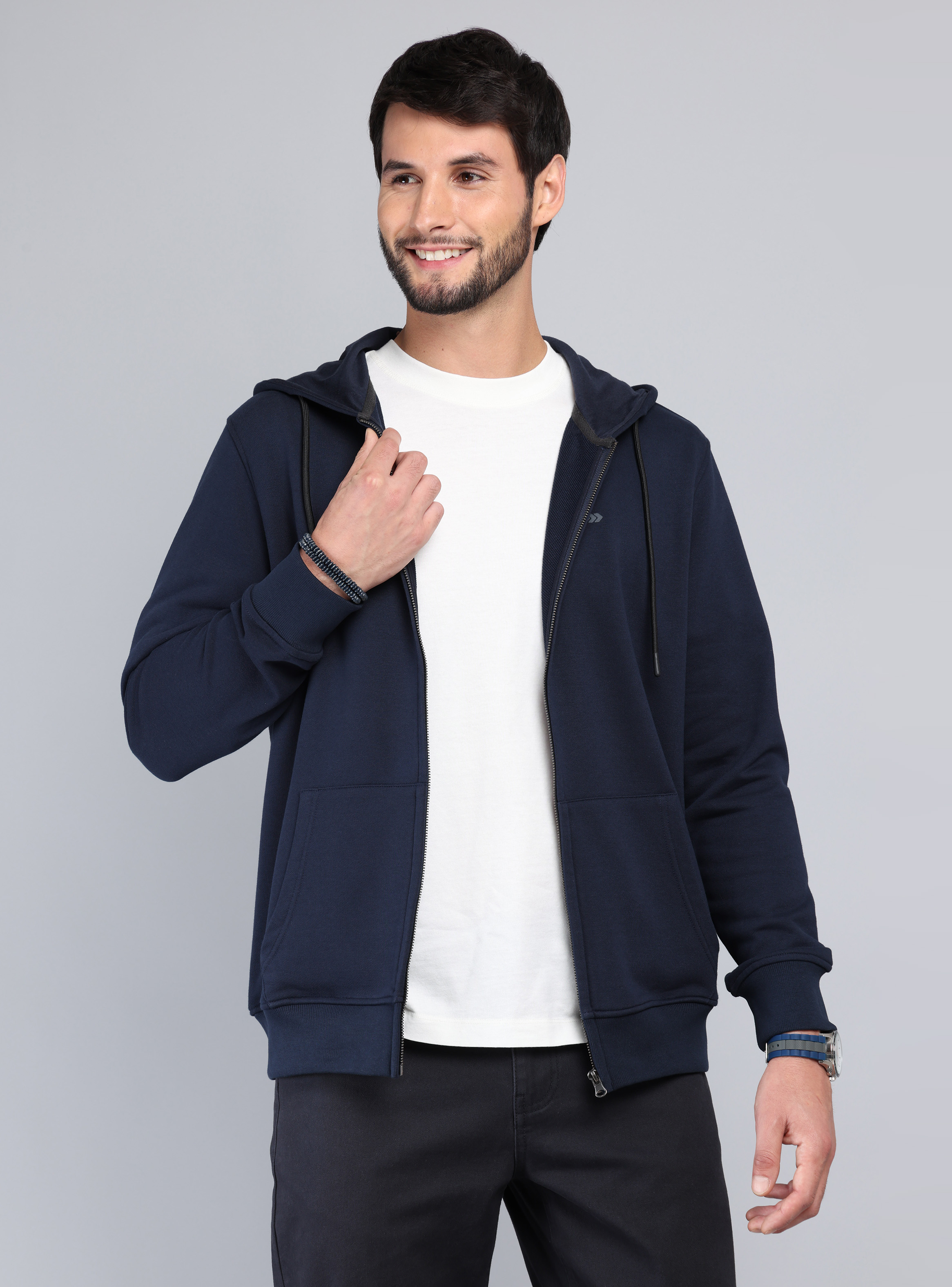 POLERON CON CAPUCHA REGULAR FIT AZUL MARINO ARROW - 1