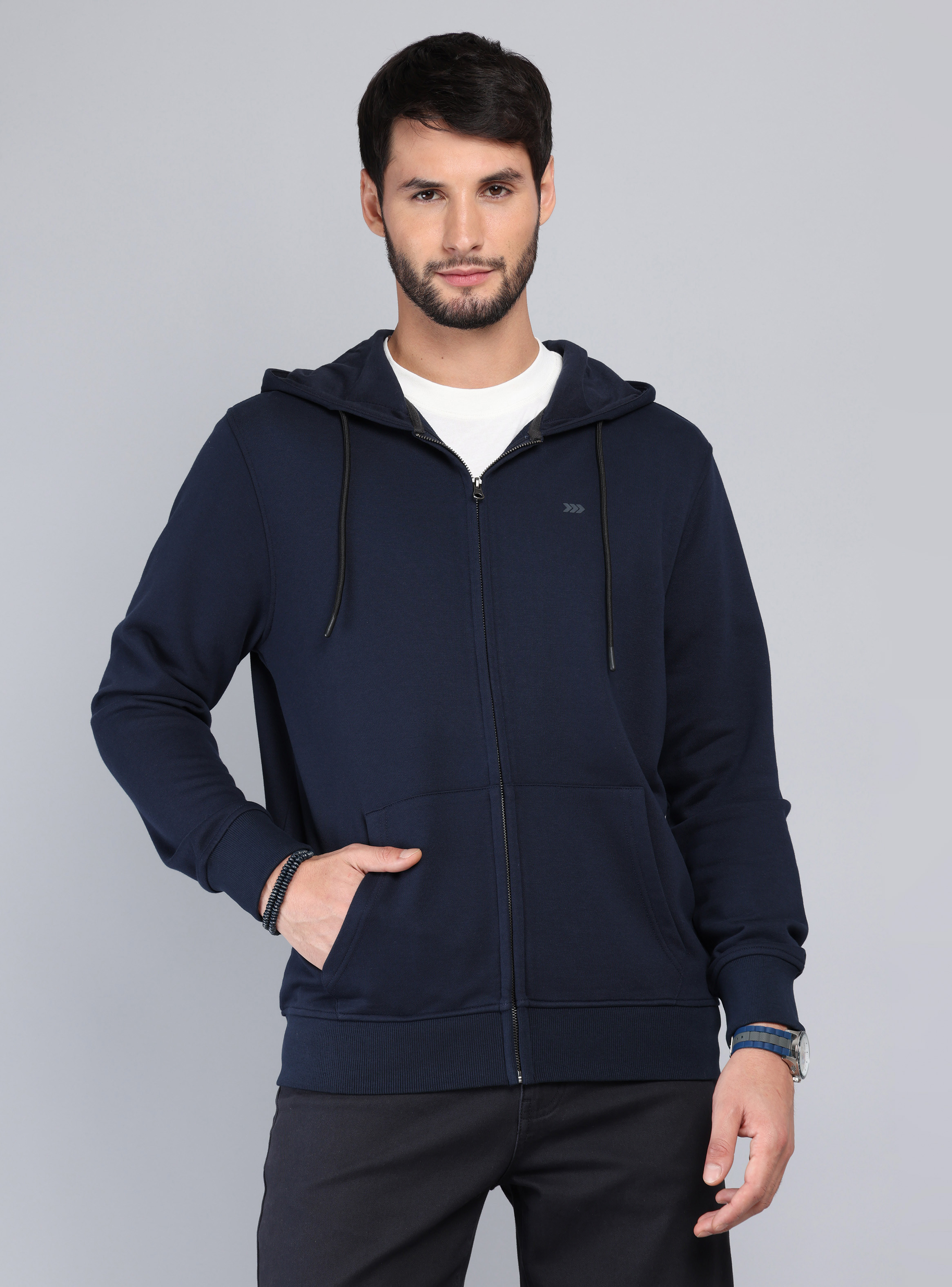 POLERON CON CAPUCHA REGULAR FIT AZUL MARINO ARROW - 7