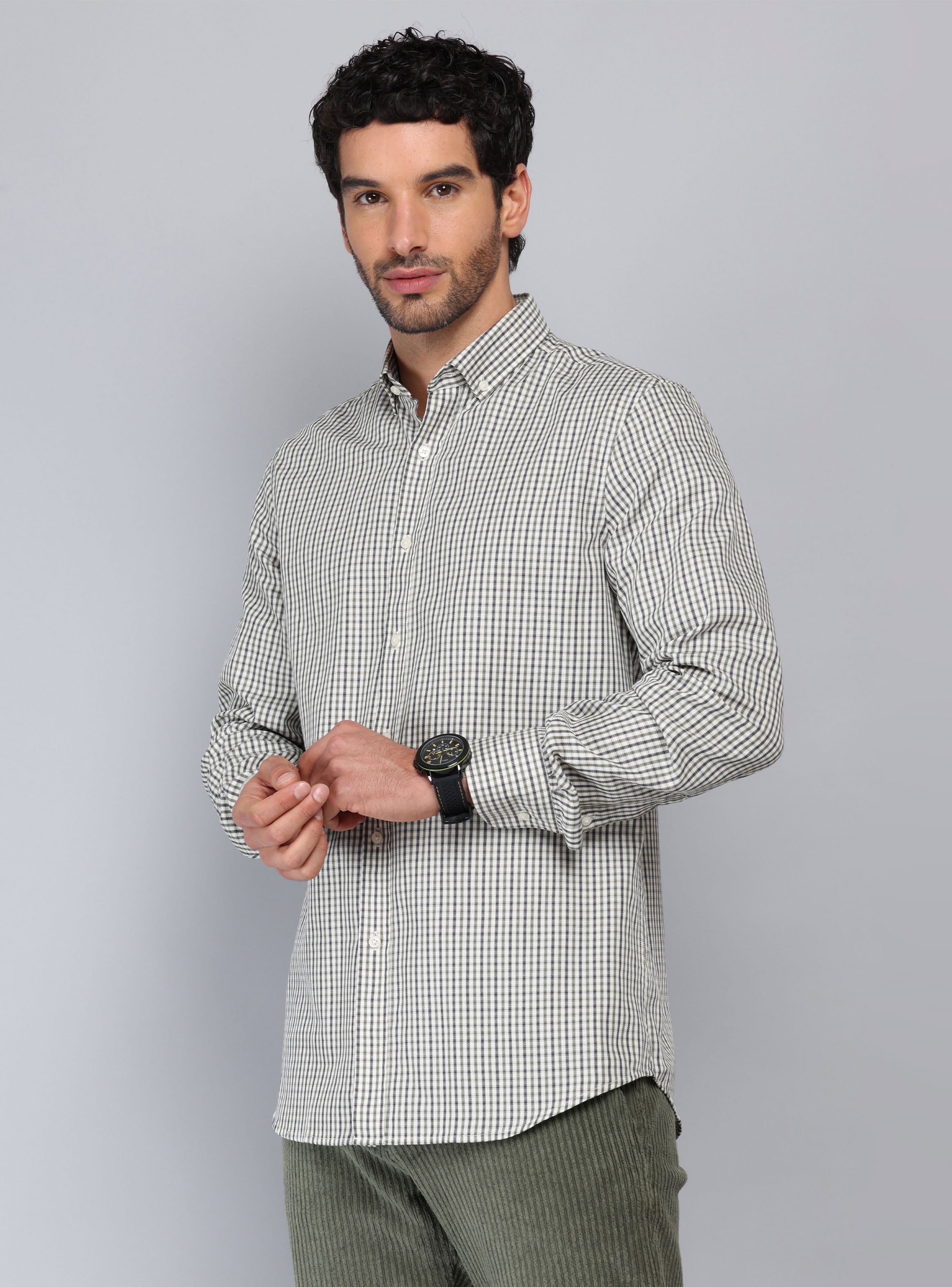 CAMISA CUADROS TAILORED FIT OLIVA PIERO BUTTI - 1
