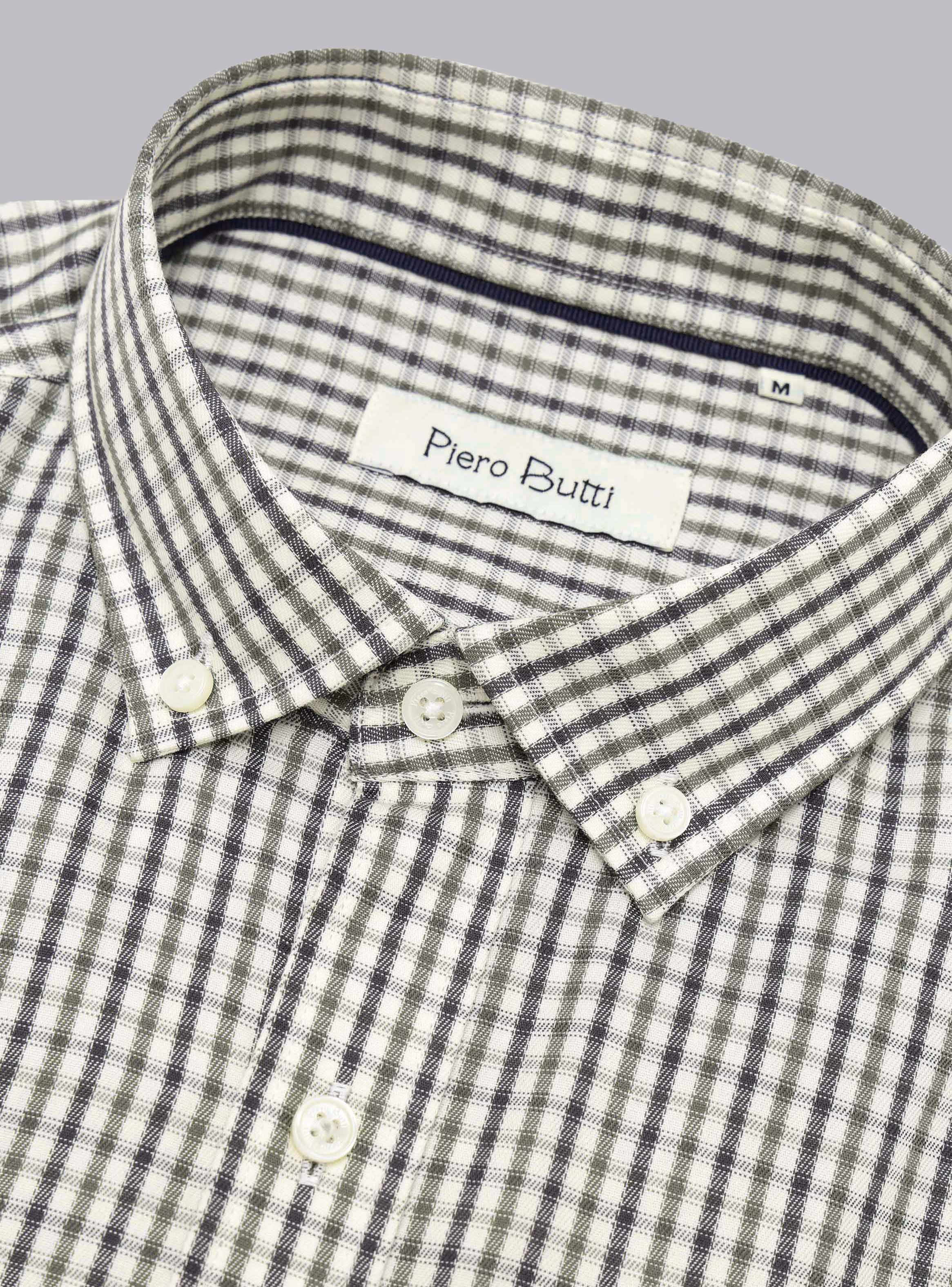 CAMISA CUADROS TAILORED FIT OLIVA PIERO BUTTI - 5
