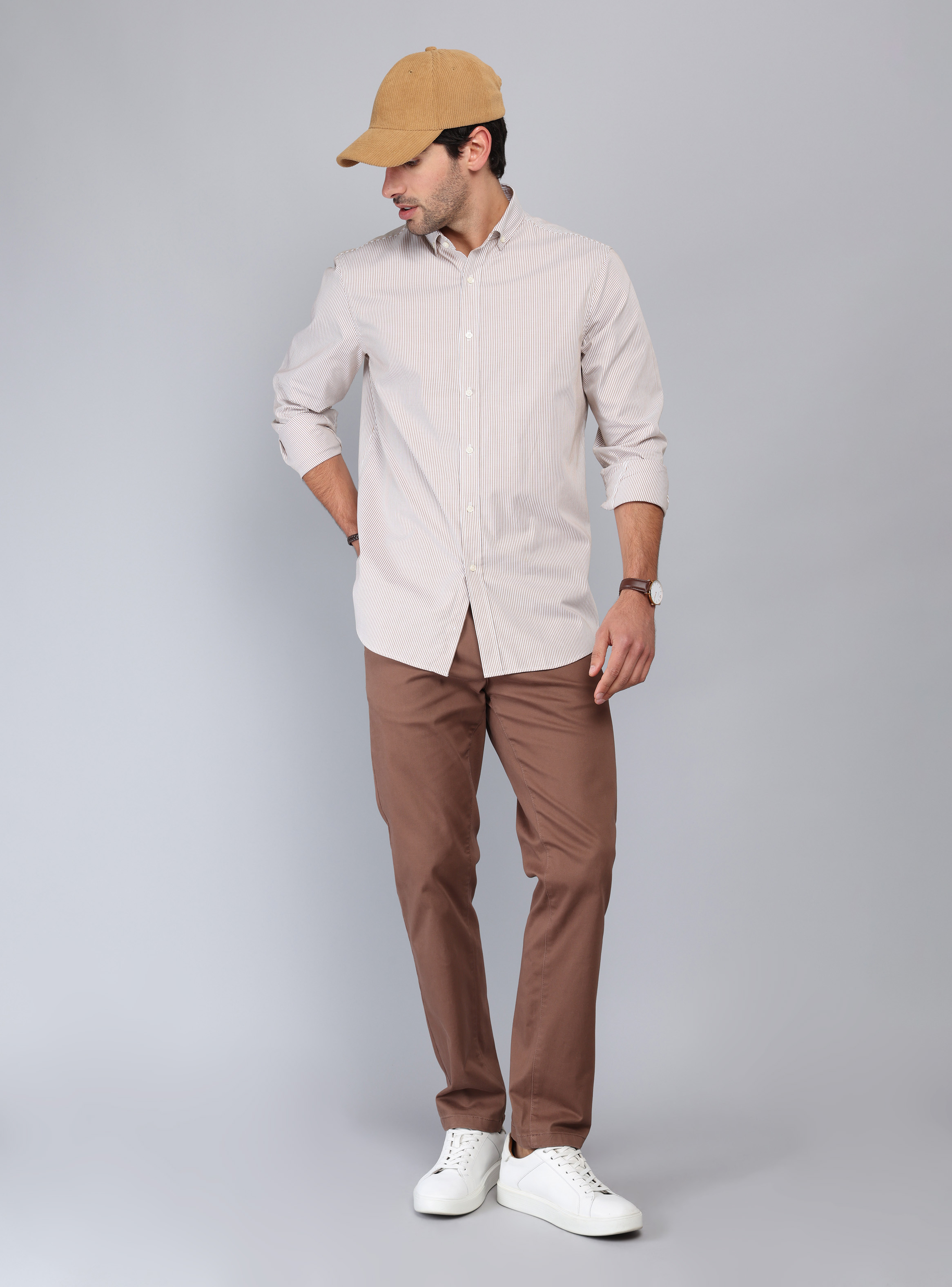CAMISA RAYAS TAILORED FIT BEIGE PIERO BUTTI - 4