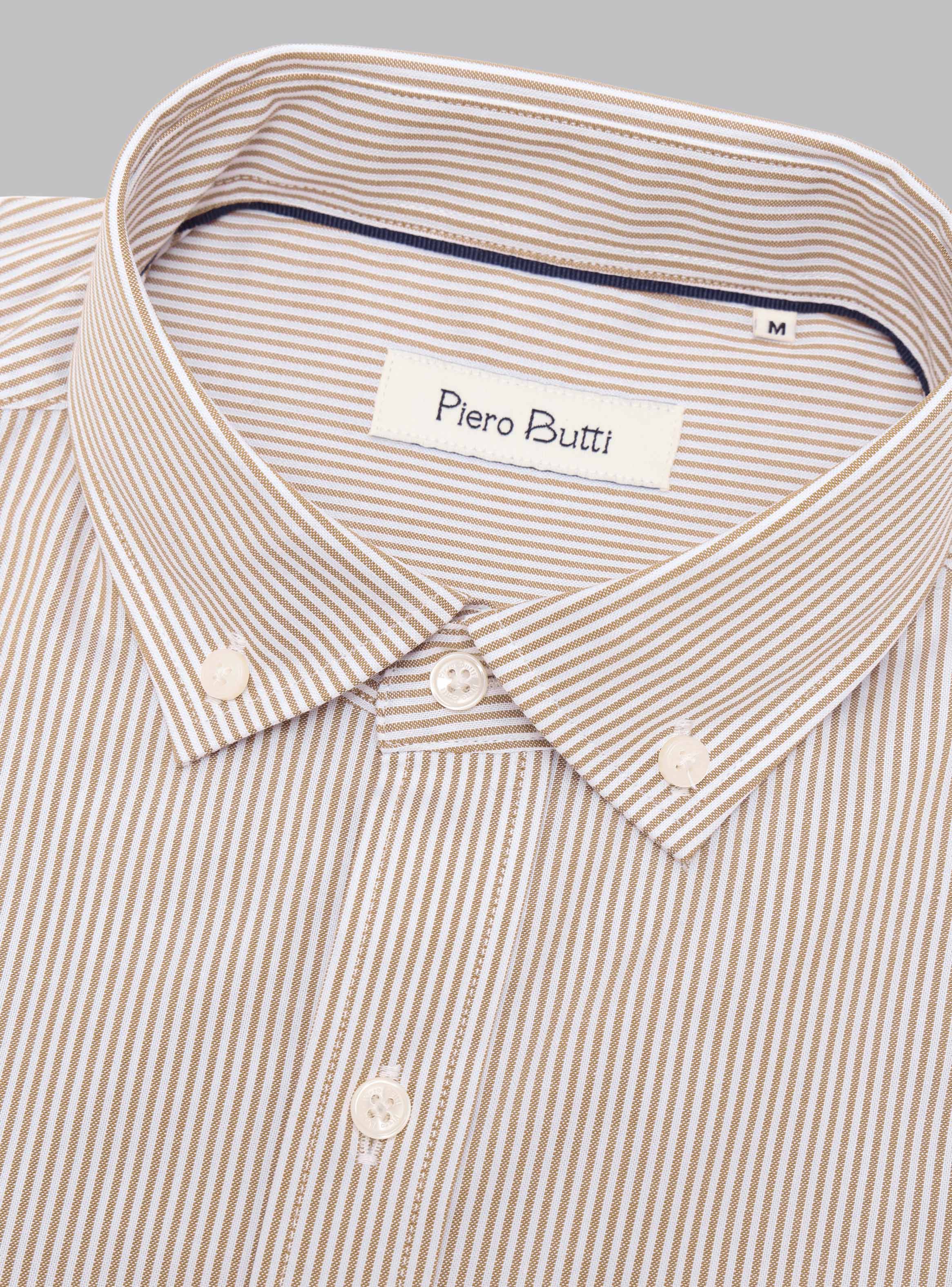 CAMISA RAYAS TAILORED FIT BEIGE PIERO BUTTI - 5