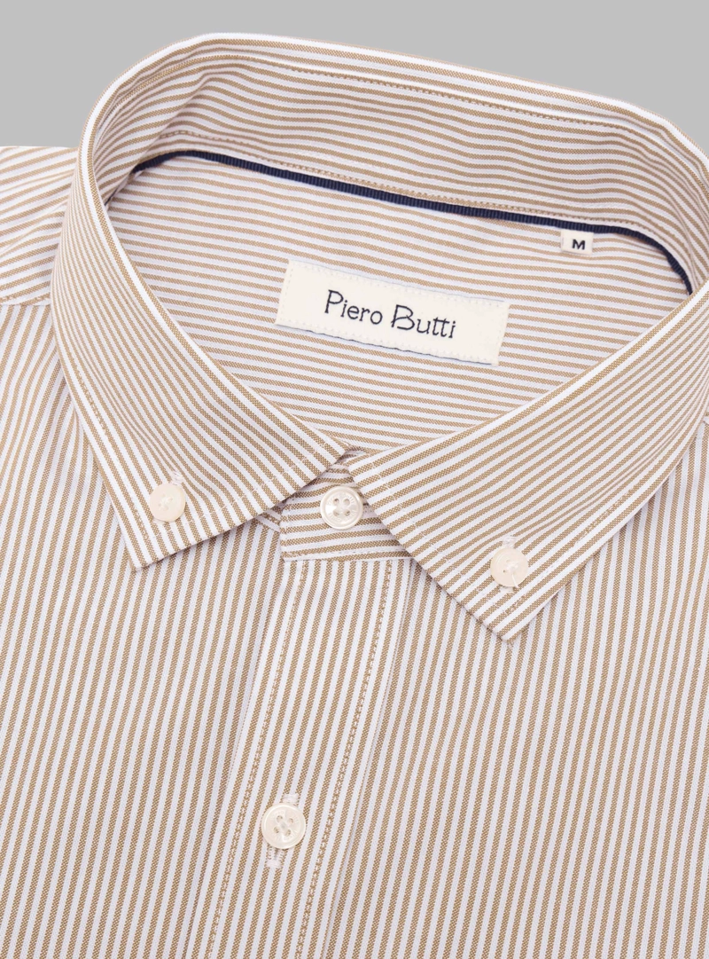 CAMISA RAYAS TAILORED FIT BEIGE PIERO BUTTI - 5