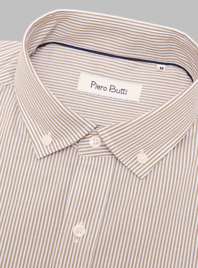 CAMISA RAYAS TAILORED FIT BEIGE PIERO BUTTI - 5