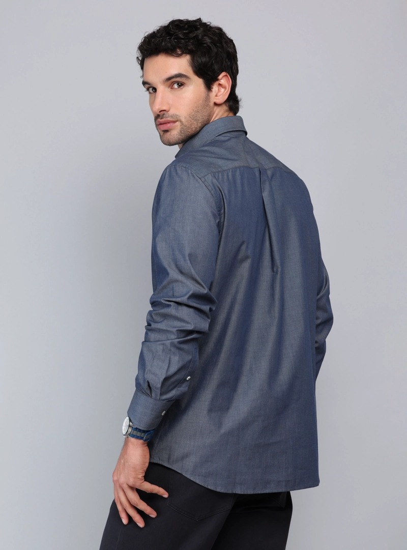 CAMISA DENIM TAILORED FIT AZUL MARINO PIERO BUTTI - 2