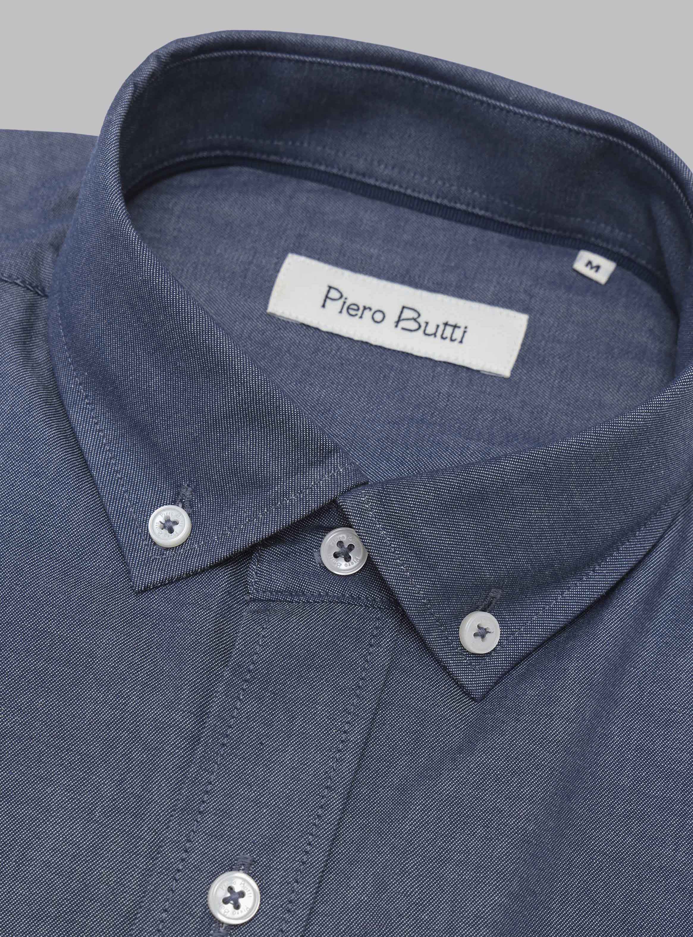 CAMISA DENIM TAILORED FIT AZUL MARINO PIERO BUTTI - 5