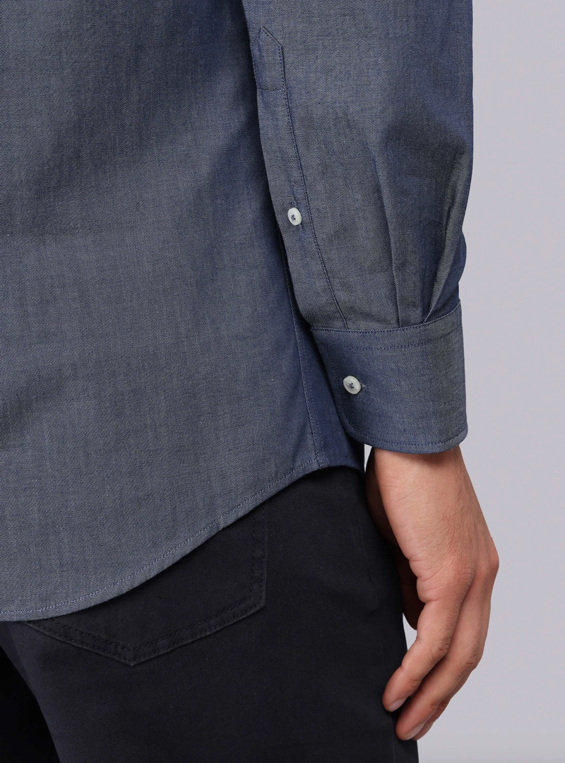 CAMISA DENIM TAILORED FIT AZUL MARINO PIERO BUTTI - 6