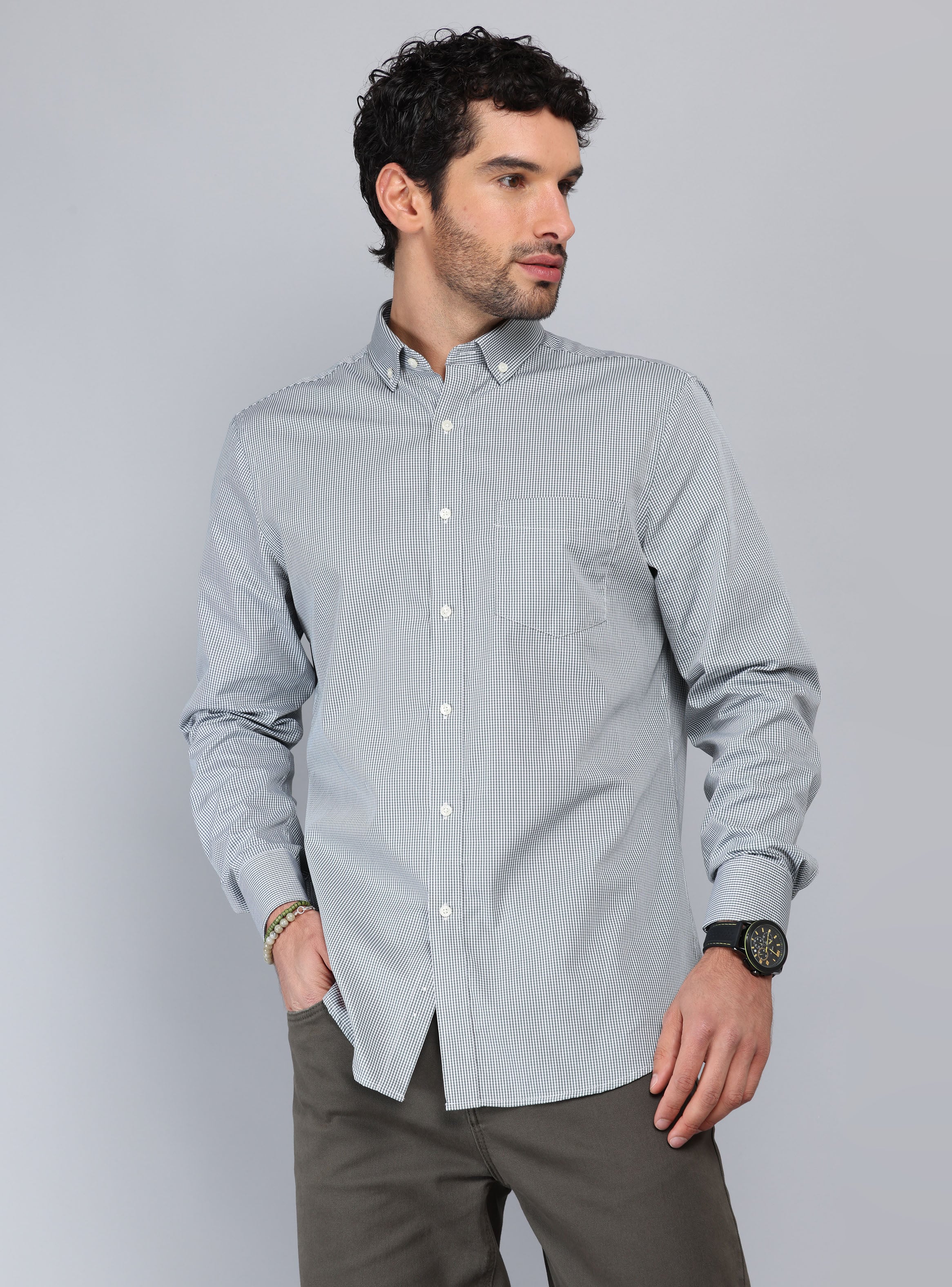 CAMISA CUADROS TAILORED FIT VERDE PIERO BUTTI - 1