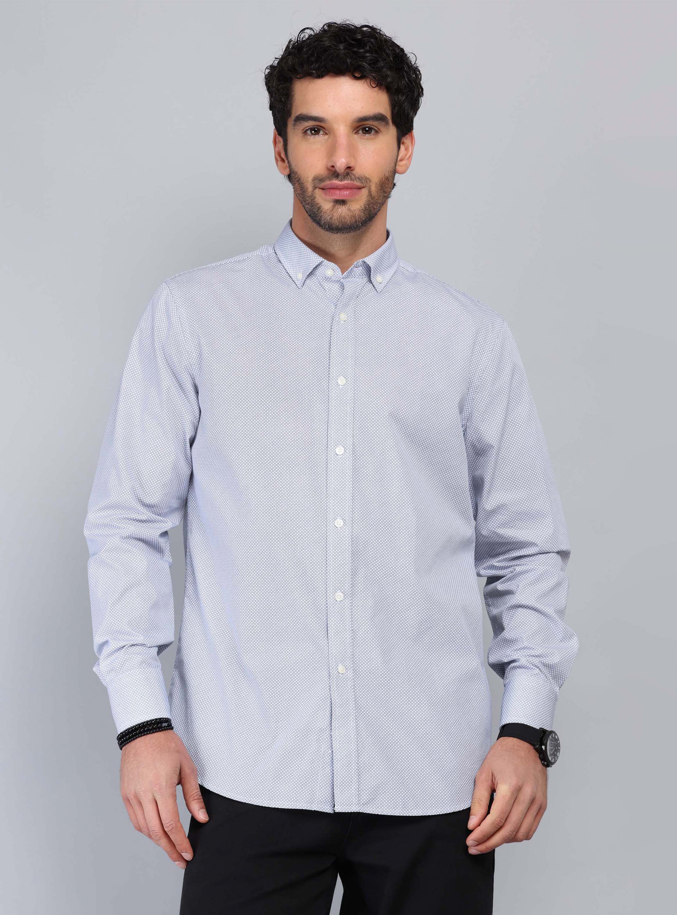 CAMISA PRINT TAILORED FIT AZUL PIERO BUTTI - 1