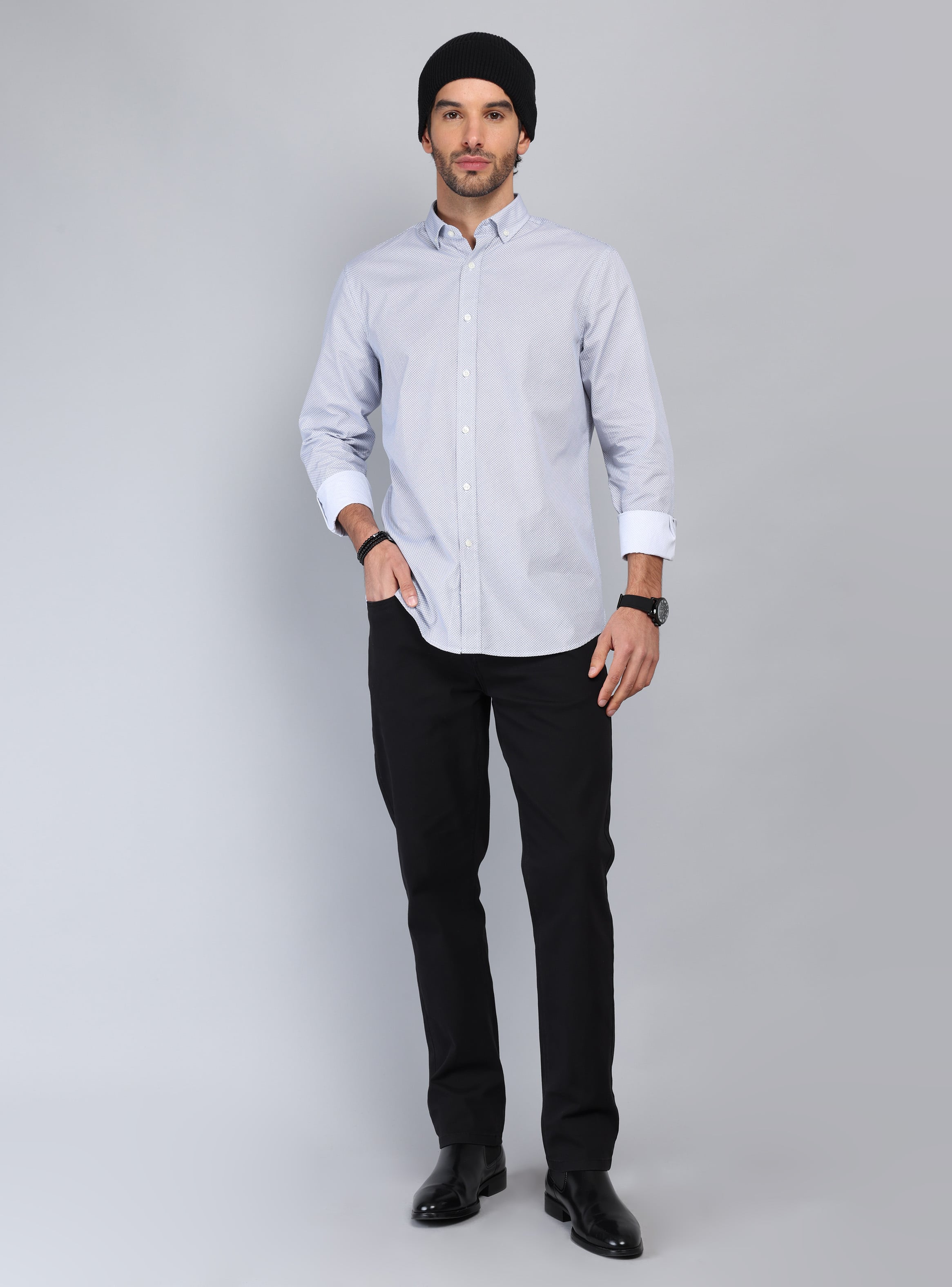 CAMISA PRINT TAILORED FIT AZUL PIERO BUTTI - 4
