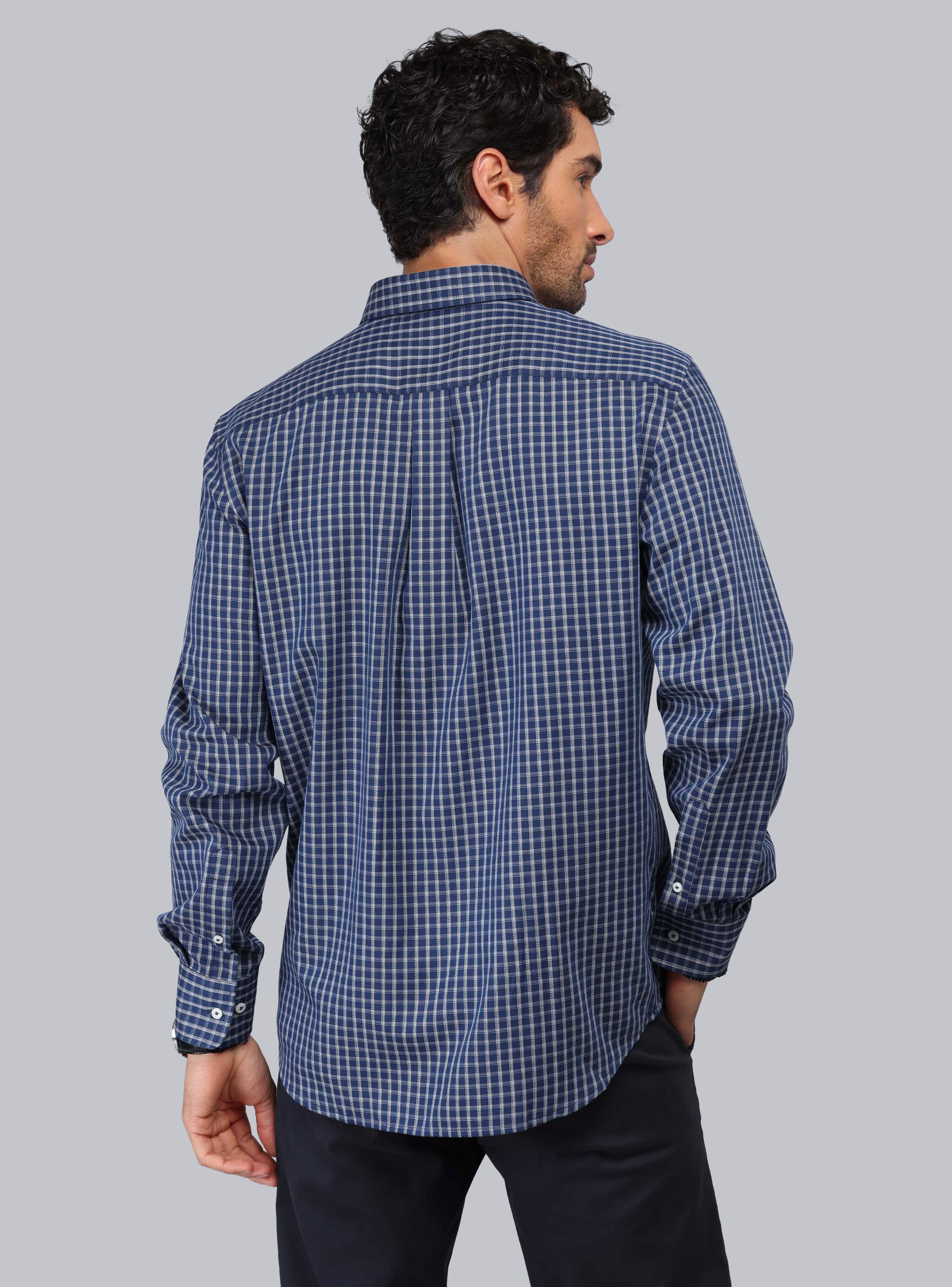 CAMISA CUADROS TAILORED FIT AZUL MARINO PIERO BUTTI - 2