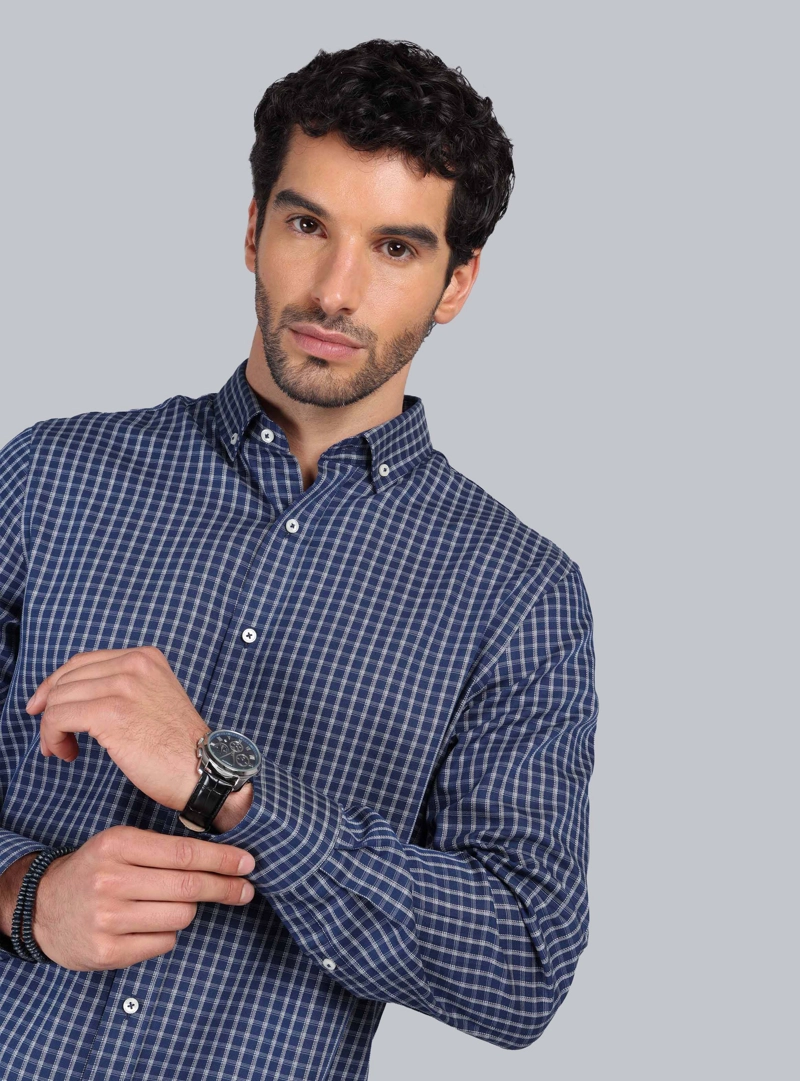 CAMISA CUADROS TAILORED FIT AZUL MARINO PIERO BUTTI - 3