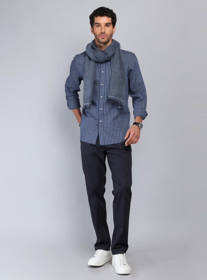 CAMISA CUADROS TAILORED FIT AZUL MARINO PIERO BUTTI - 4