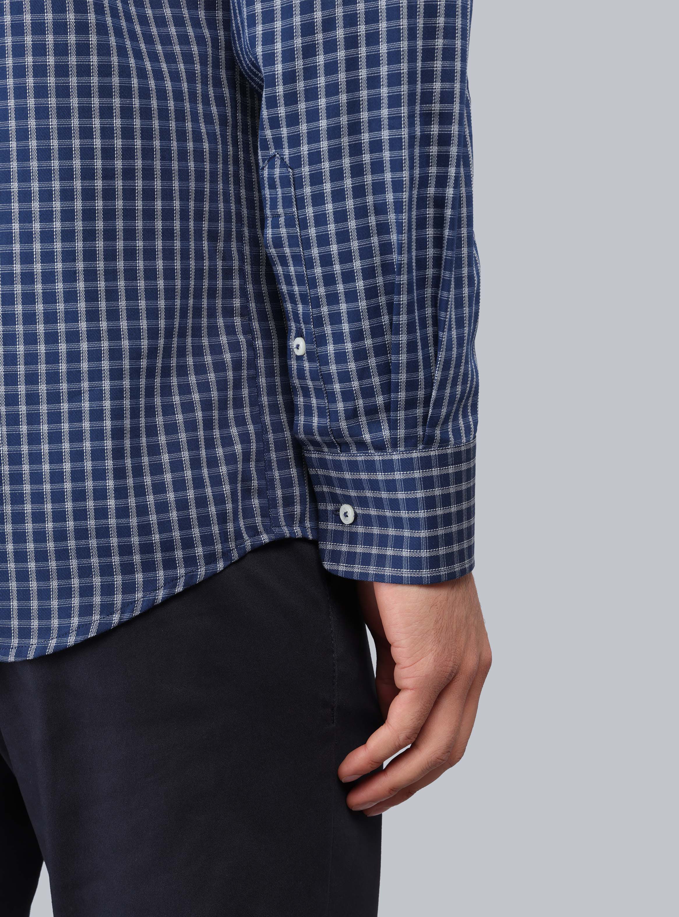 CAMISA CUADROS TAILORED FIT AZUL MARINO PIERO BUTTI - 6