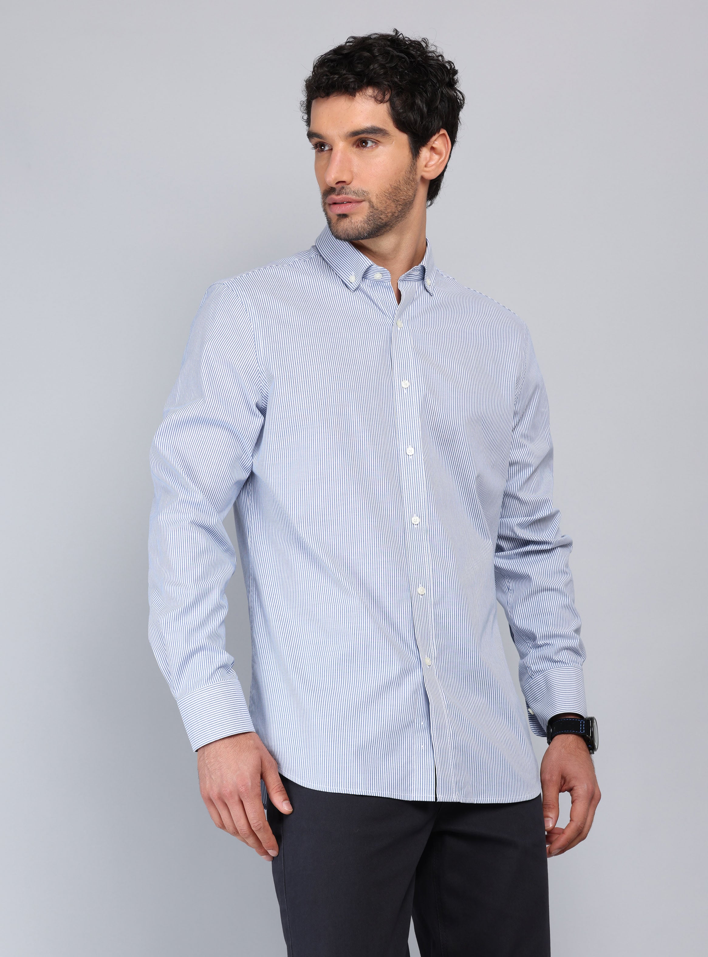 CAMISA RAYAS TAILORED FIT AZUL PIERO BUTTI - 1