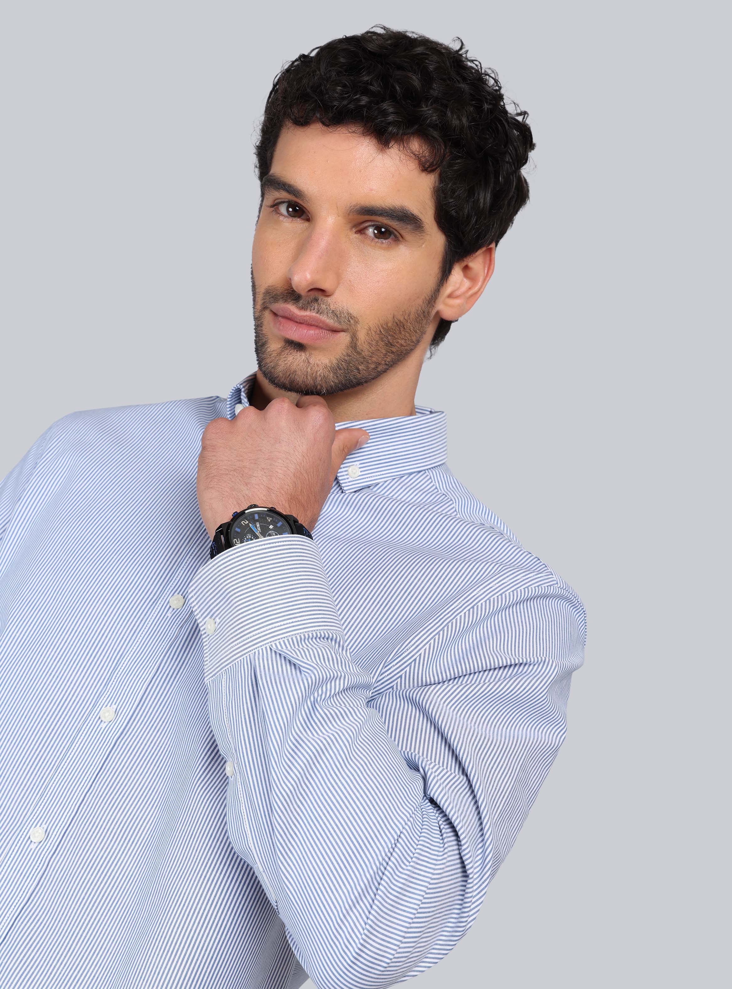 CAMISA RAYAS TAILORED FIT AZUL PIERO BUTTI - 3