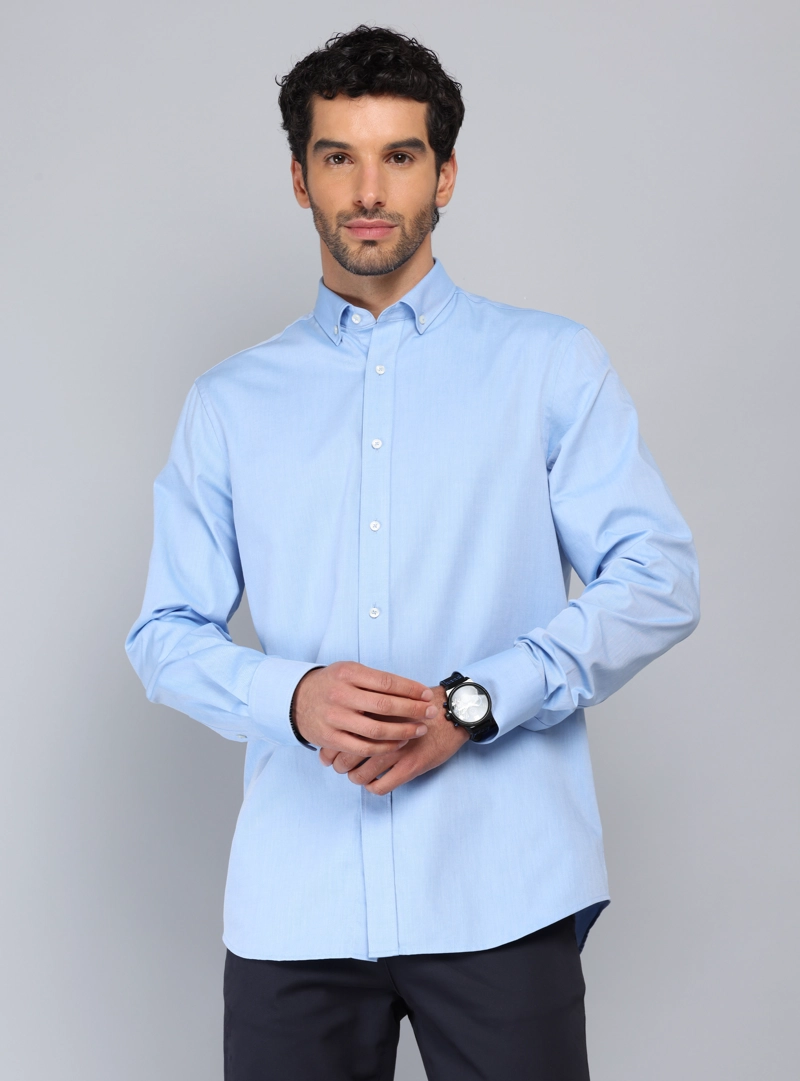 CAMISA TEXTURADA TAILORED FIT CELESTE PIERO BUTTI - 1