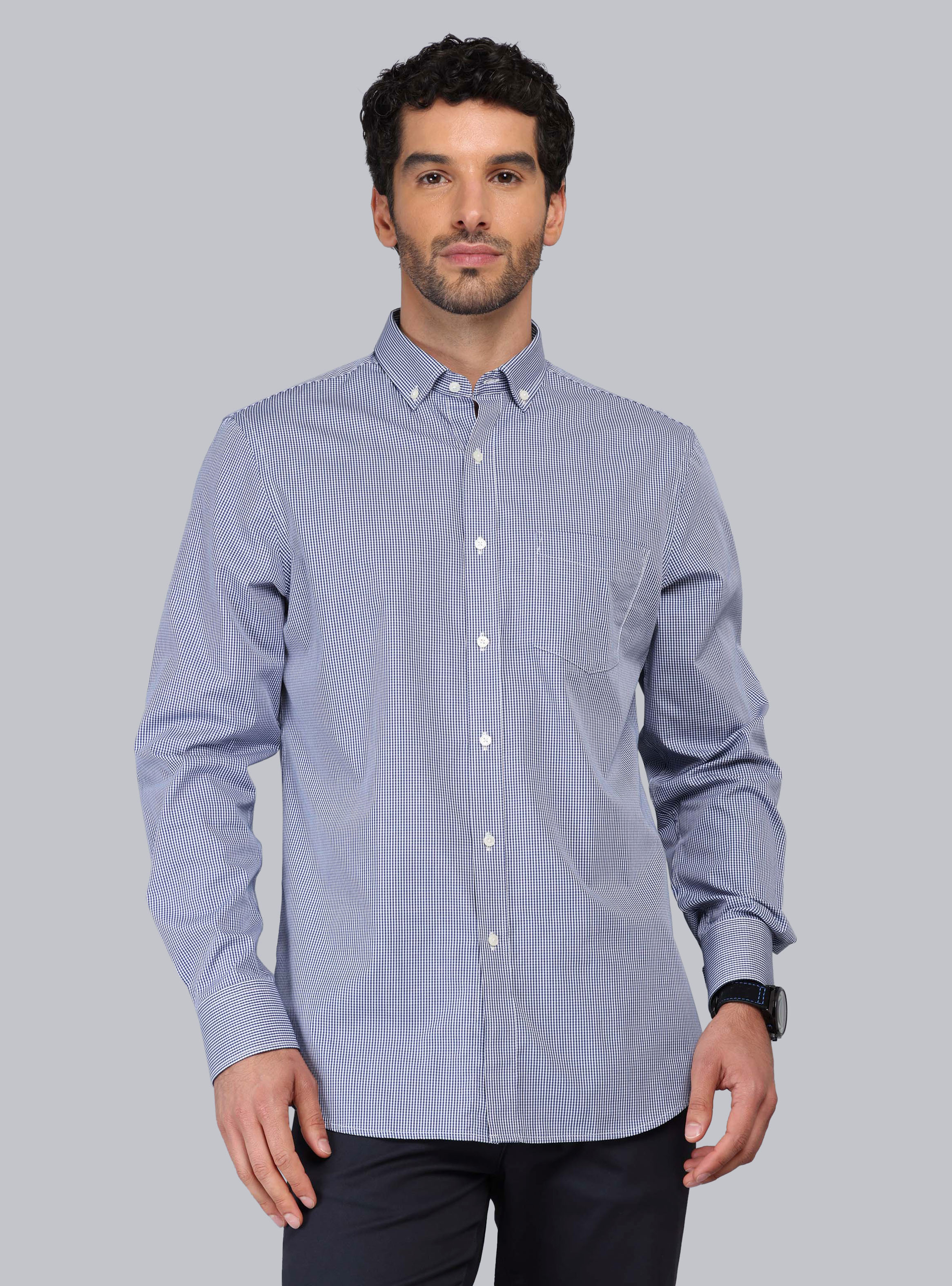 CAMISA CUADROS TAILORED FIT AZUL MARINO PIERO BUTTI - 1
