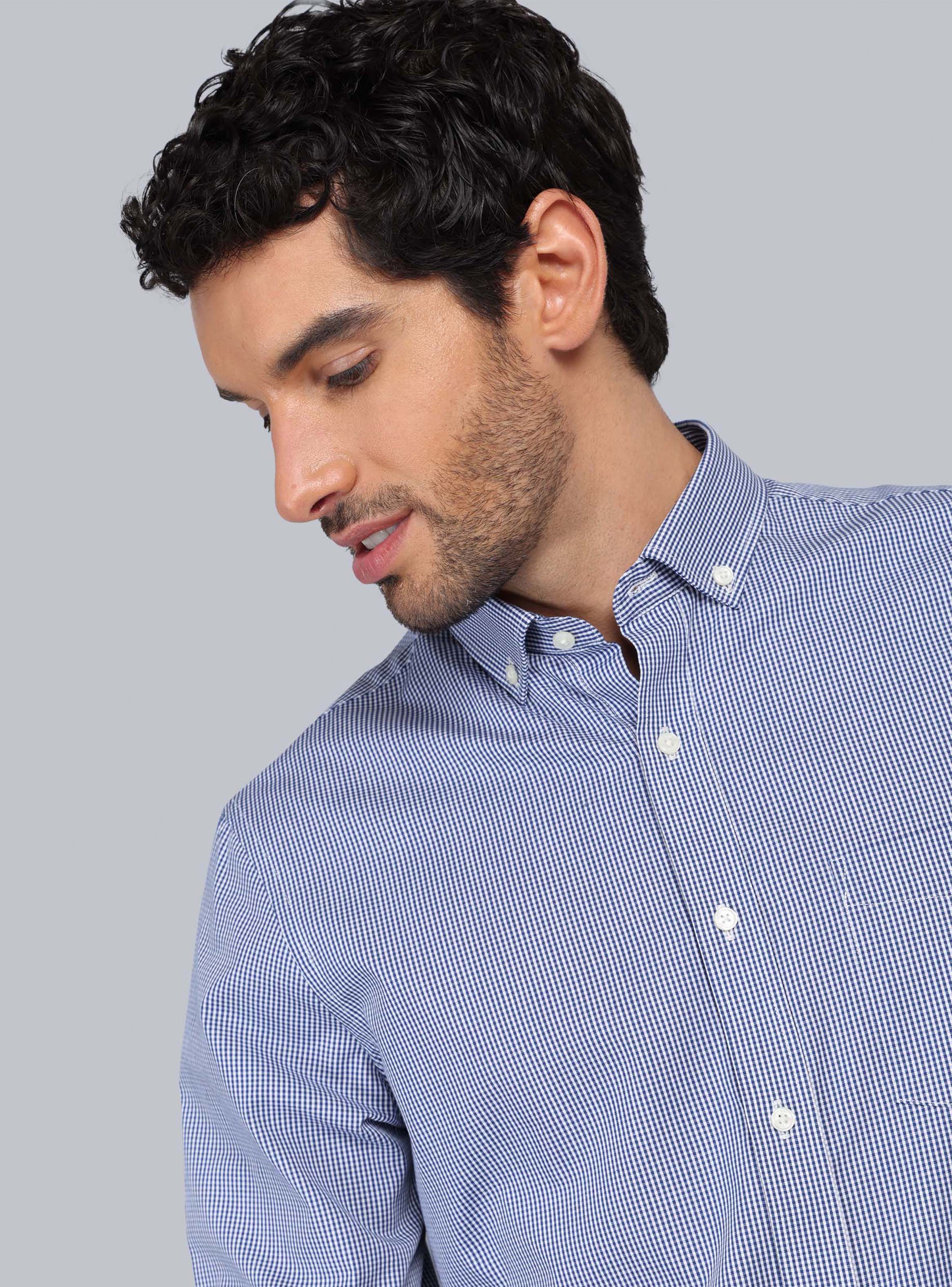 CAMISA CUADROS TAILORED FIT AZUL MARINO PIERO BUTTI - 3