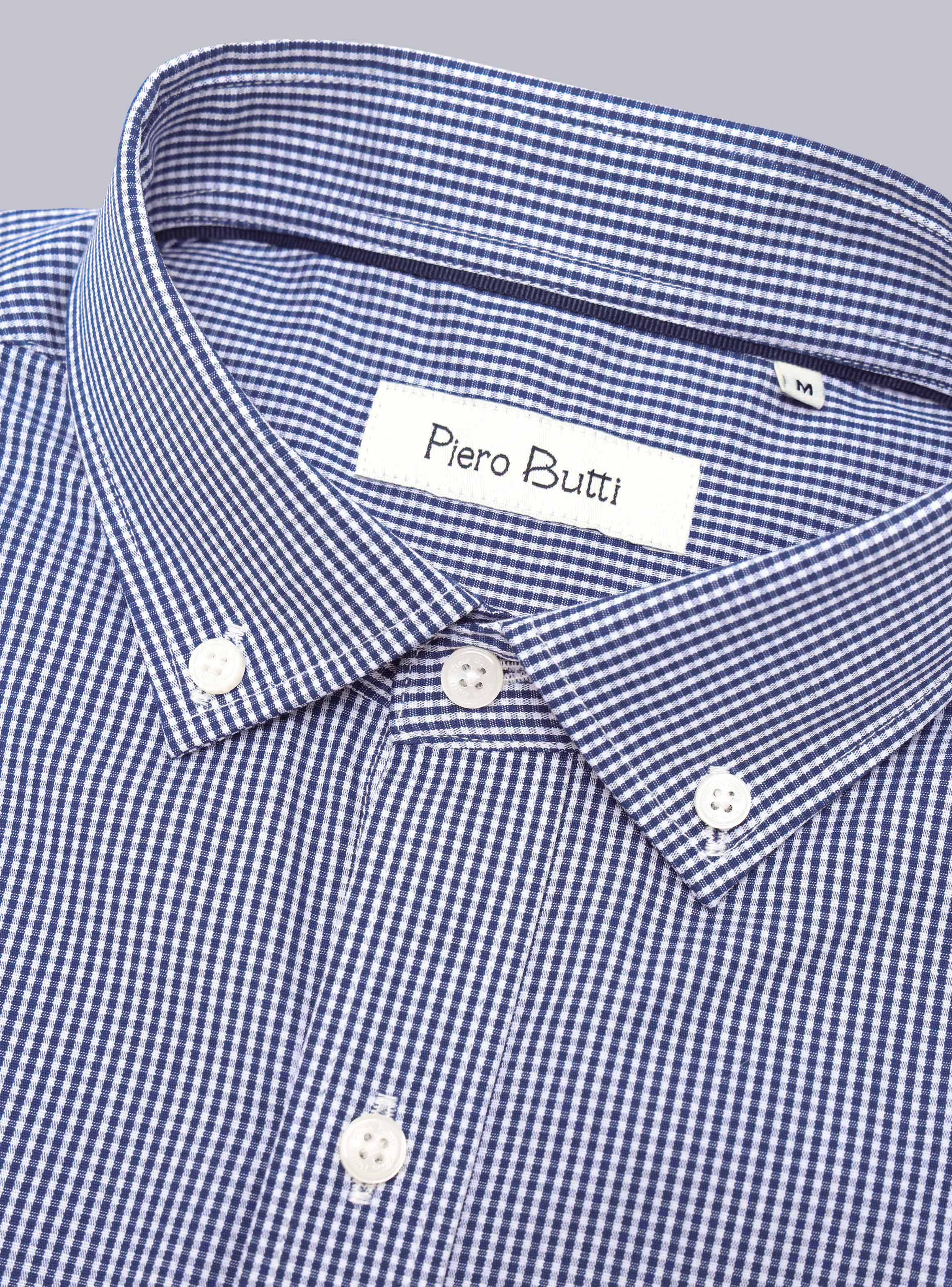 CAMISA CUADROS TAILORED FIT AZUL MARINO PIERO BUTTI - 5