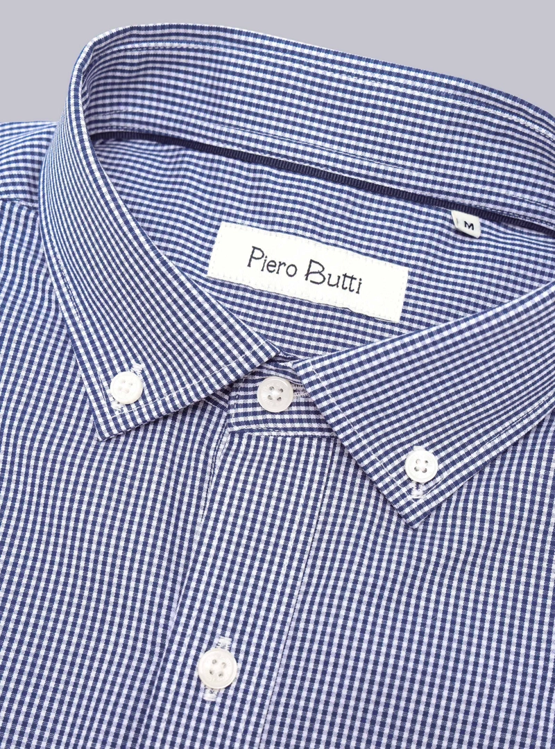 CAMISA CUADROS TAILORED FIT AZUL MARINO PIERO BUTTI - 5