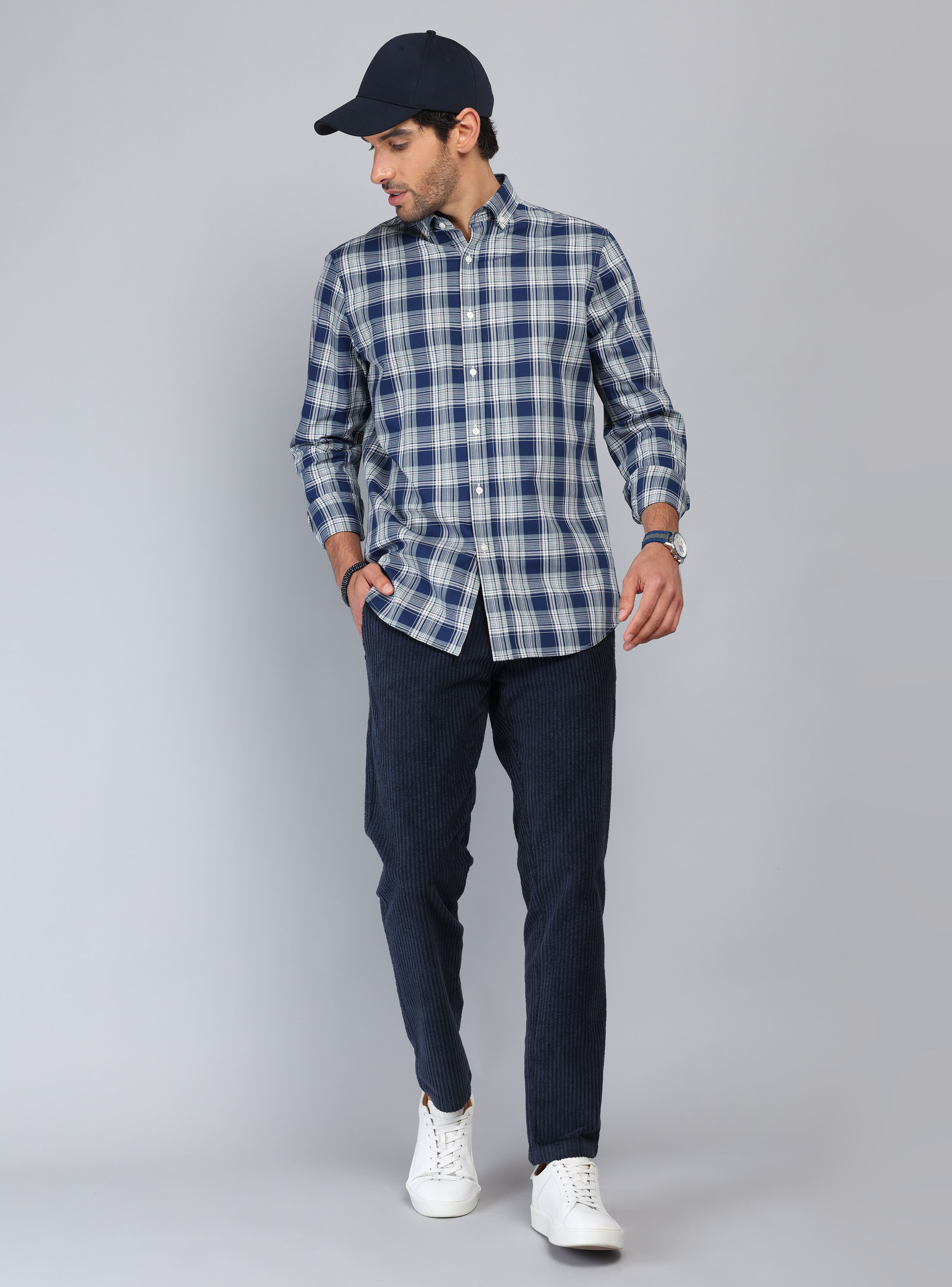 CAMISA CUADROS TAILORED FIT AZUL PIERO BUTTI - 4