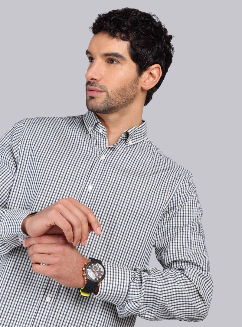 CAMISA CUADROS TAILORED FIT AZUL MARINO PIERO BUTTI - 3