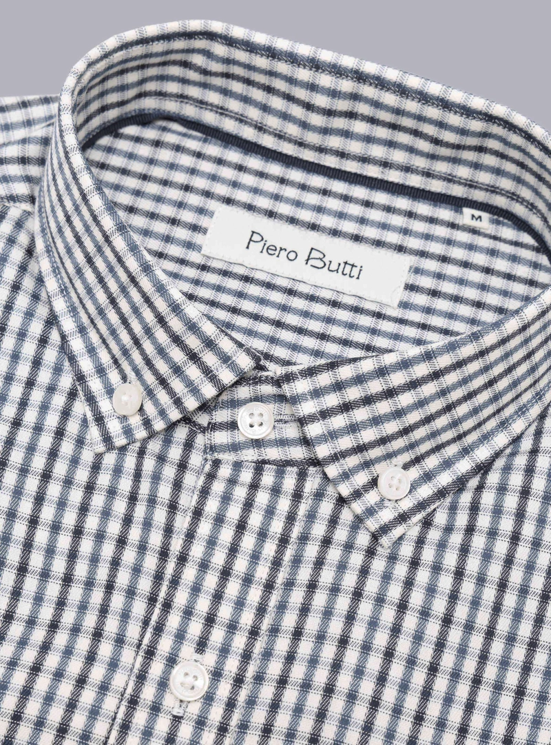 CAMISA CUADROS TAILORED FIT AZUL MARINO PIERO BUTTI - 5