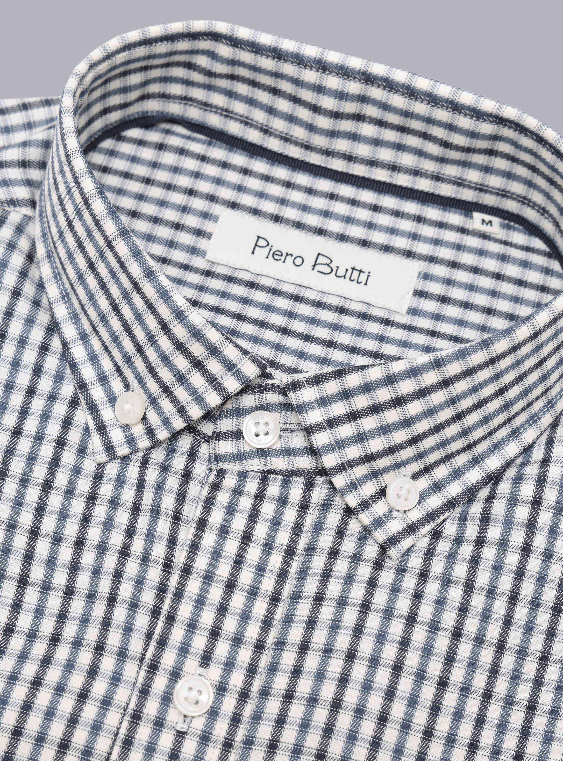 CAMISA CUADROS TAILORED FIT AZUL MARINO PIERO BUTTI - 5