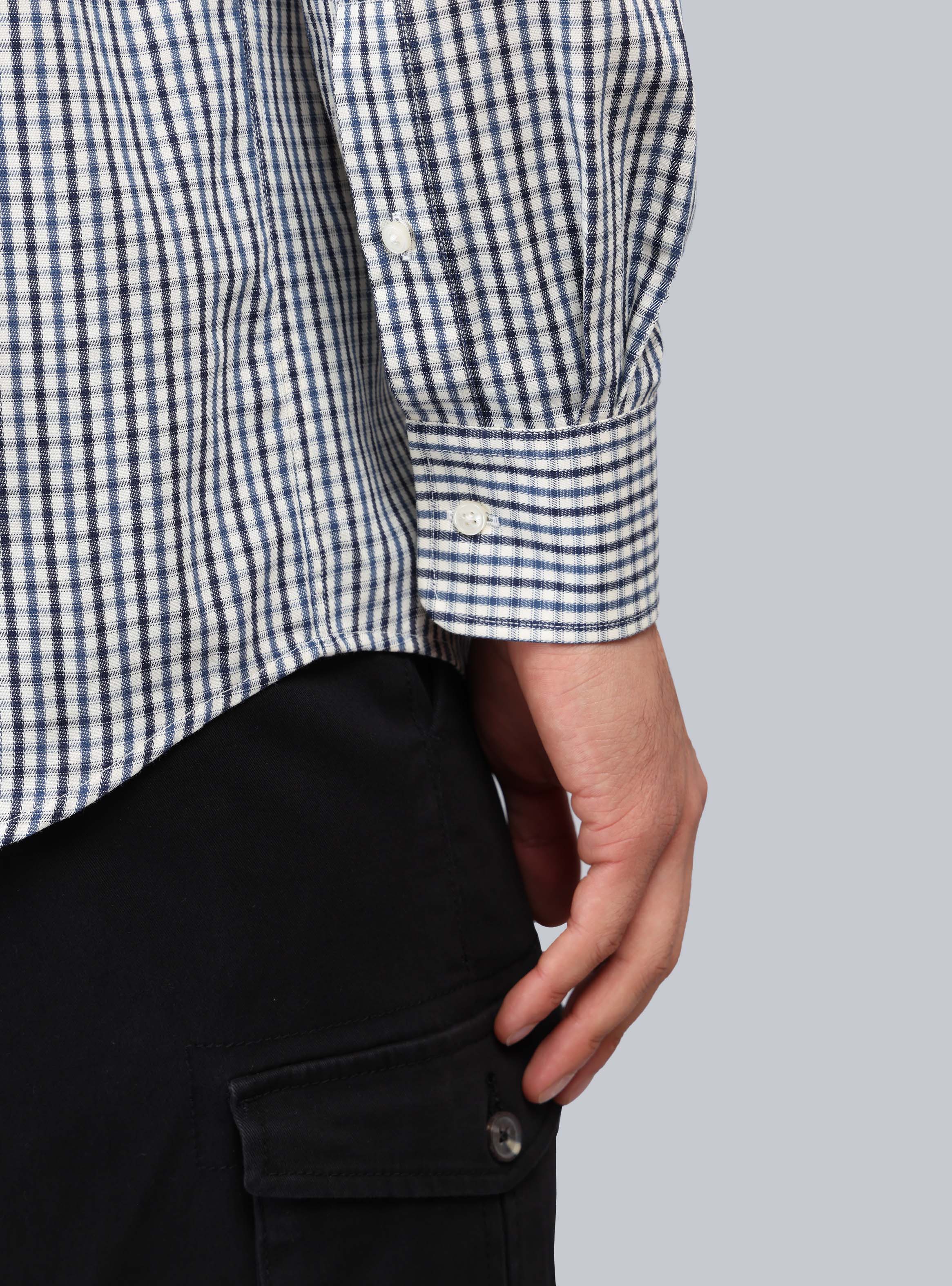 CAMISA CUADROS TAILORED FIT AZUL MARINO PIERO BUTTI - 6