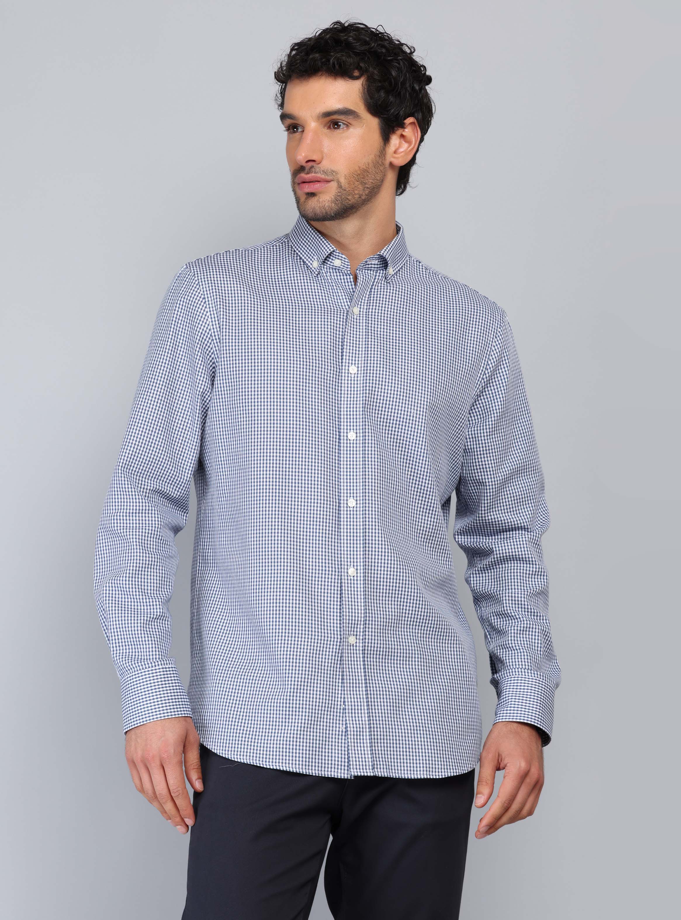 CAMISA CUADROS TAILORED FIT AZUL MARINO PIERO BUTTI - 1
