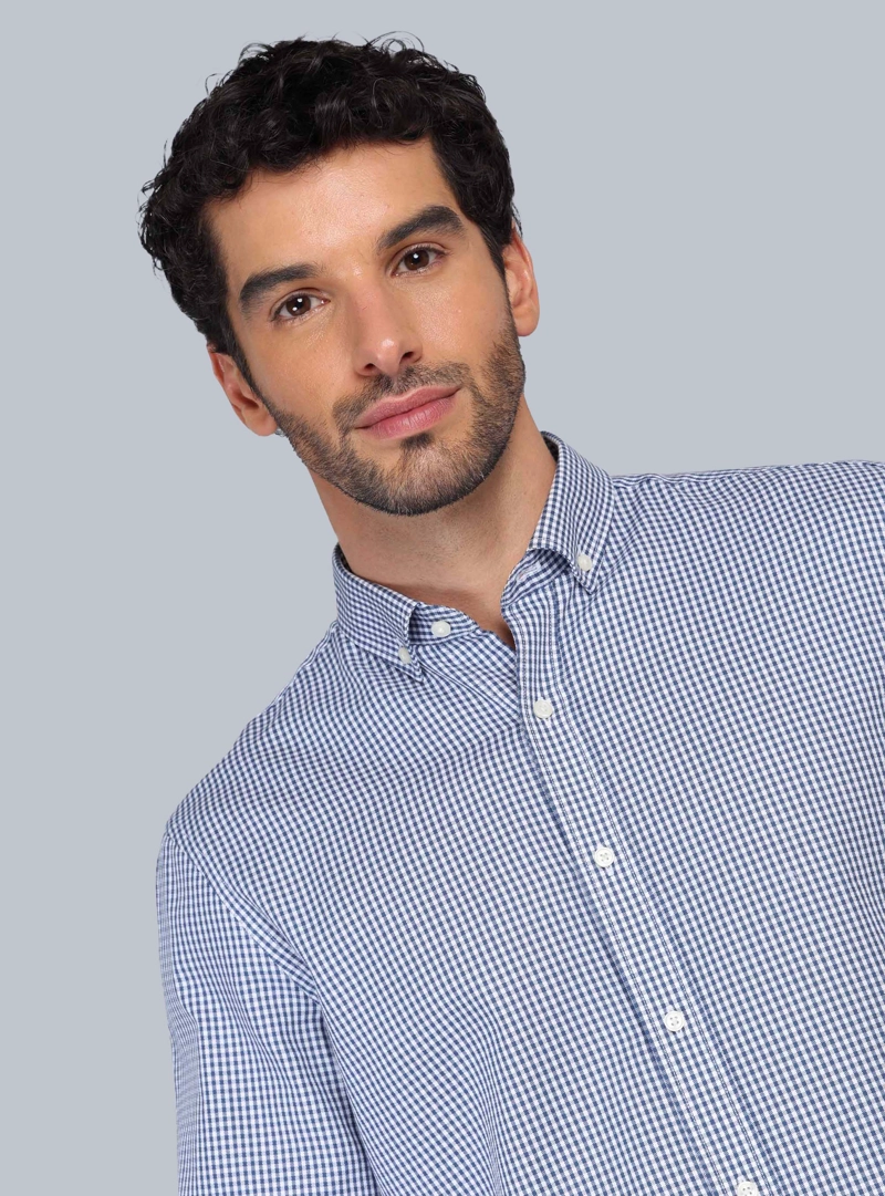 CAMISA CUADROS TAILORED FIT AZUL MARINO PIERO BUTTI - 3