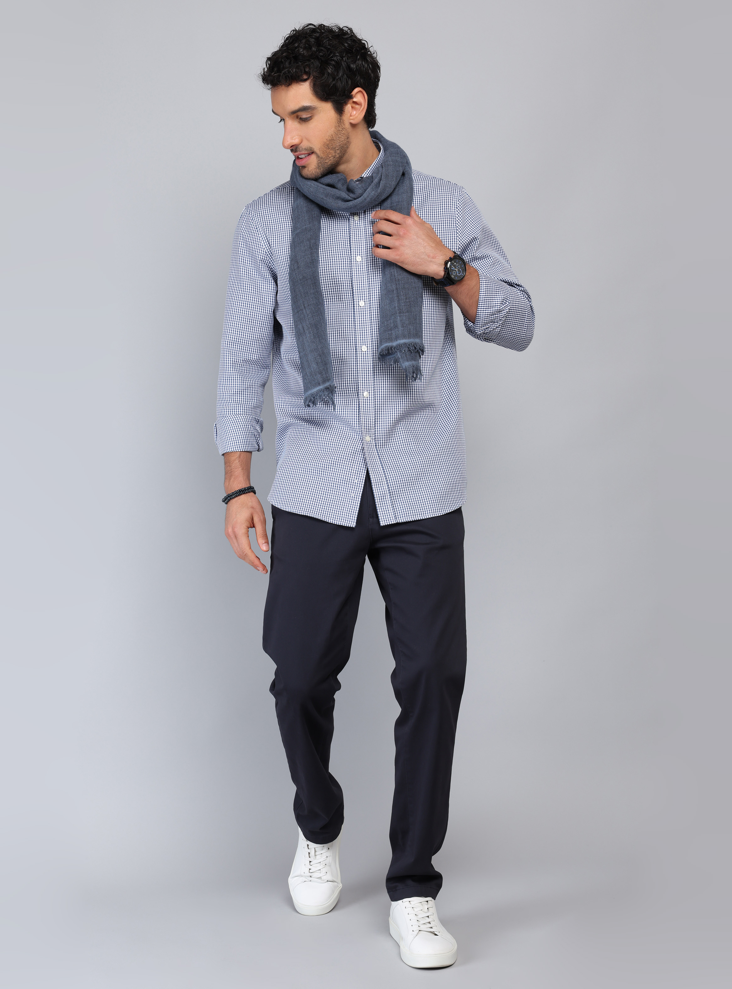 CAMISA CUADROS TAILORED FIT AZUL MARINO PIERO BUTTI - 4