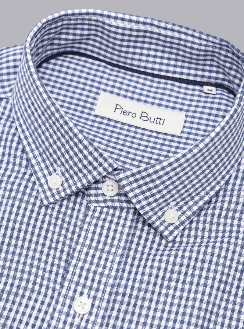 CAMISA CUADROS TAILORED FIT AZUL MARINO PIERO BUTTI - 5
