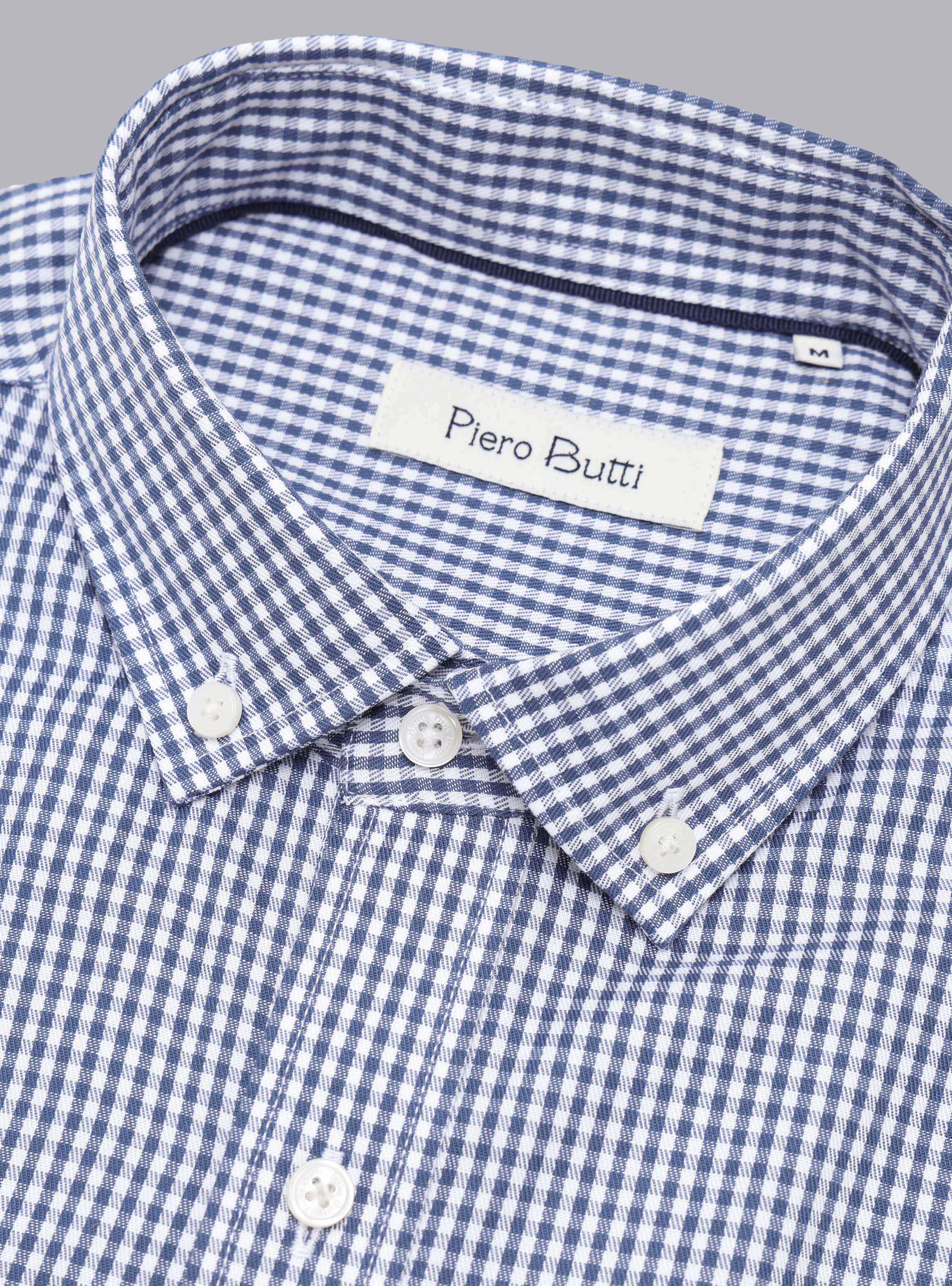 CAMISA CUADROS TAILORED FIT AZUL MARINO PIERO BUTTI - 5