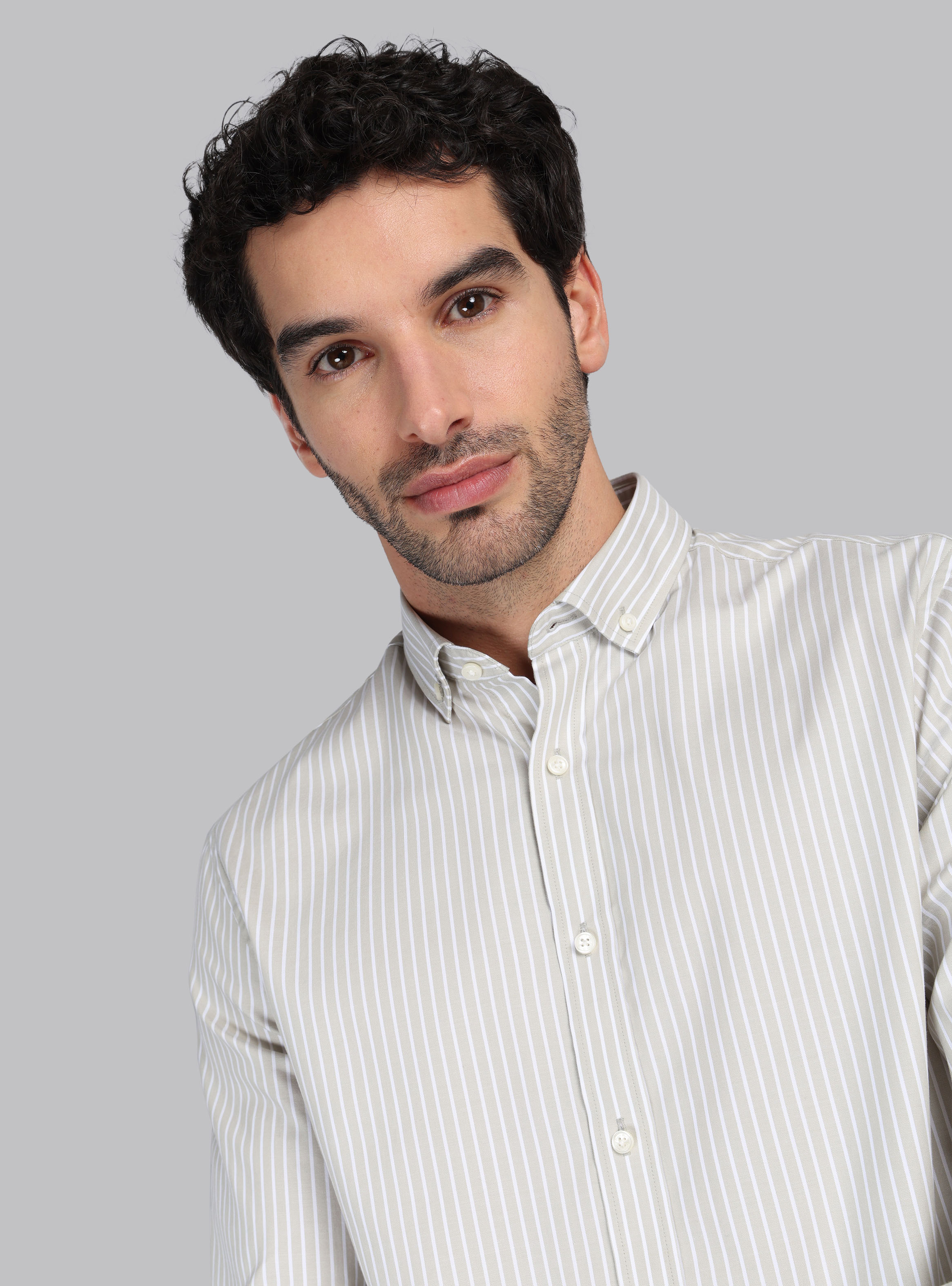 CAMISA RAYAS TAILORED FIT BEIGE PIERO BUTTI - 3