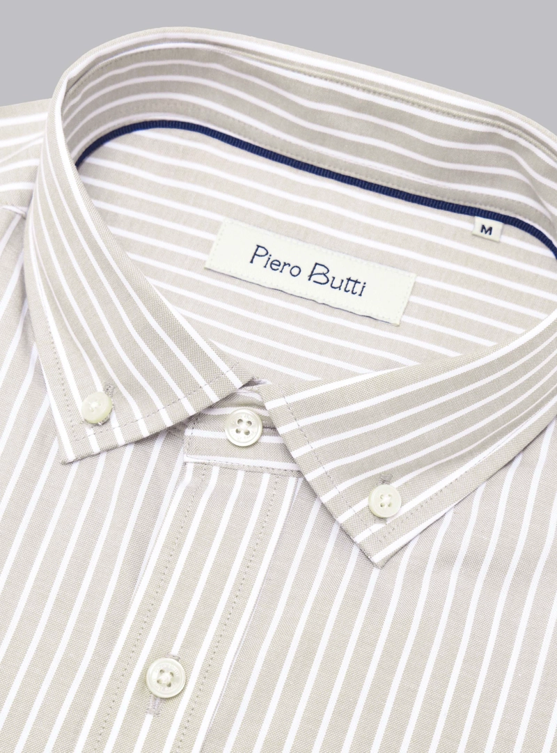 CAMISA RAYAS TAILORED FIT BEIGE PIERO BUTTI - 5