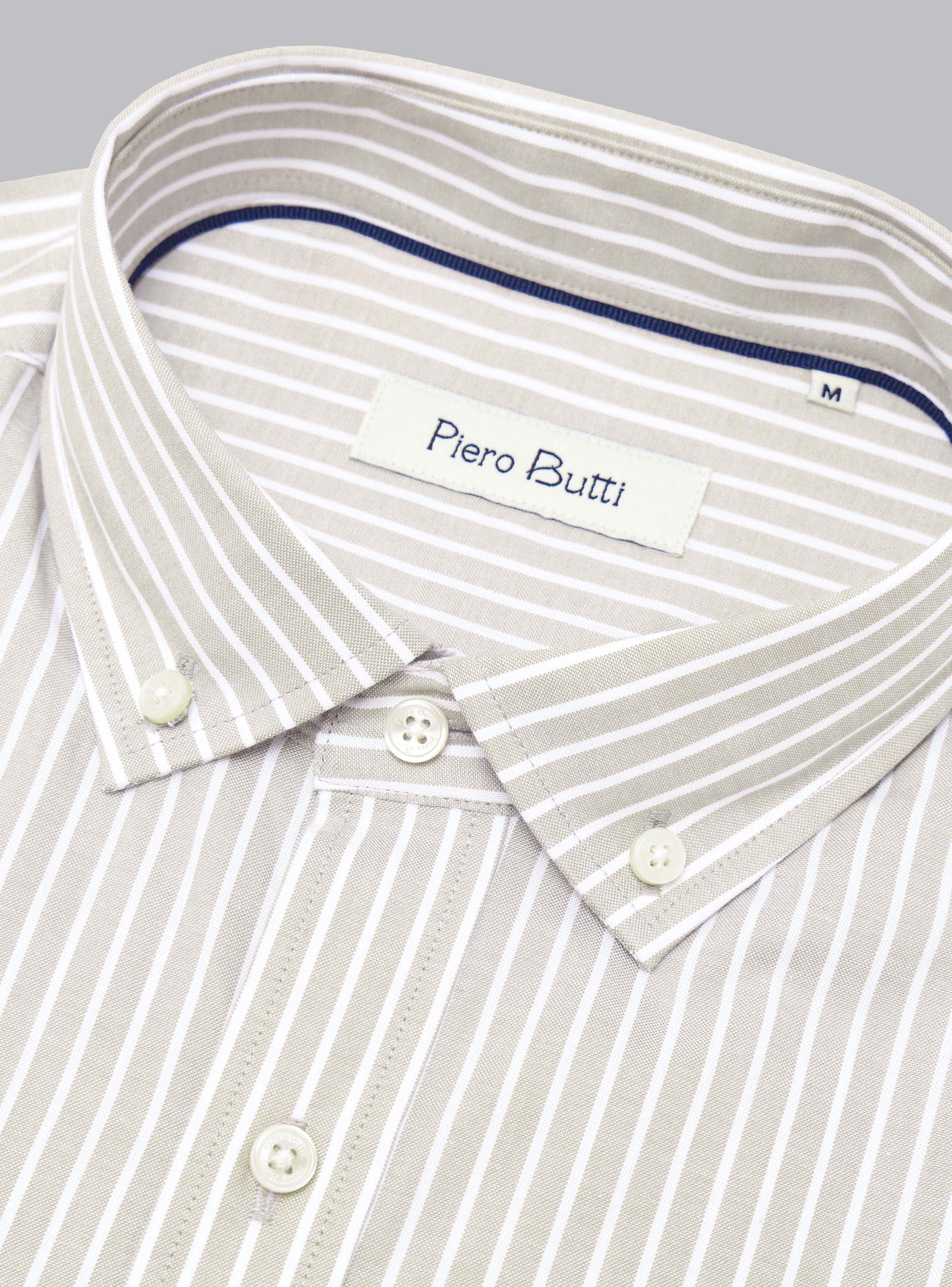 CAMISA RAYAS TAILORED FIT BEIGE PIERO BUTTI - 5