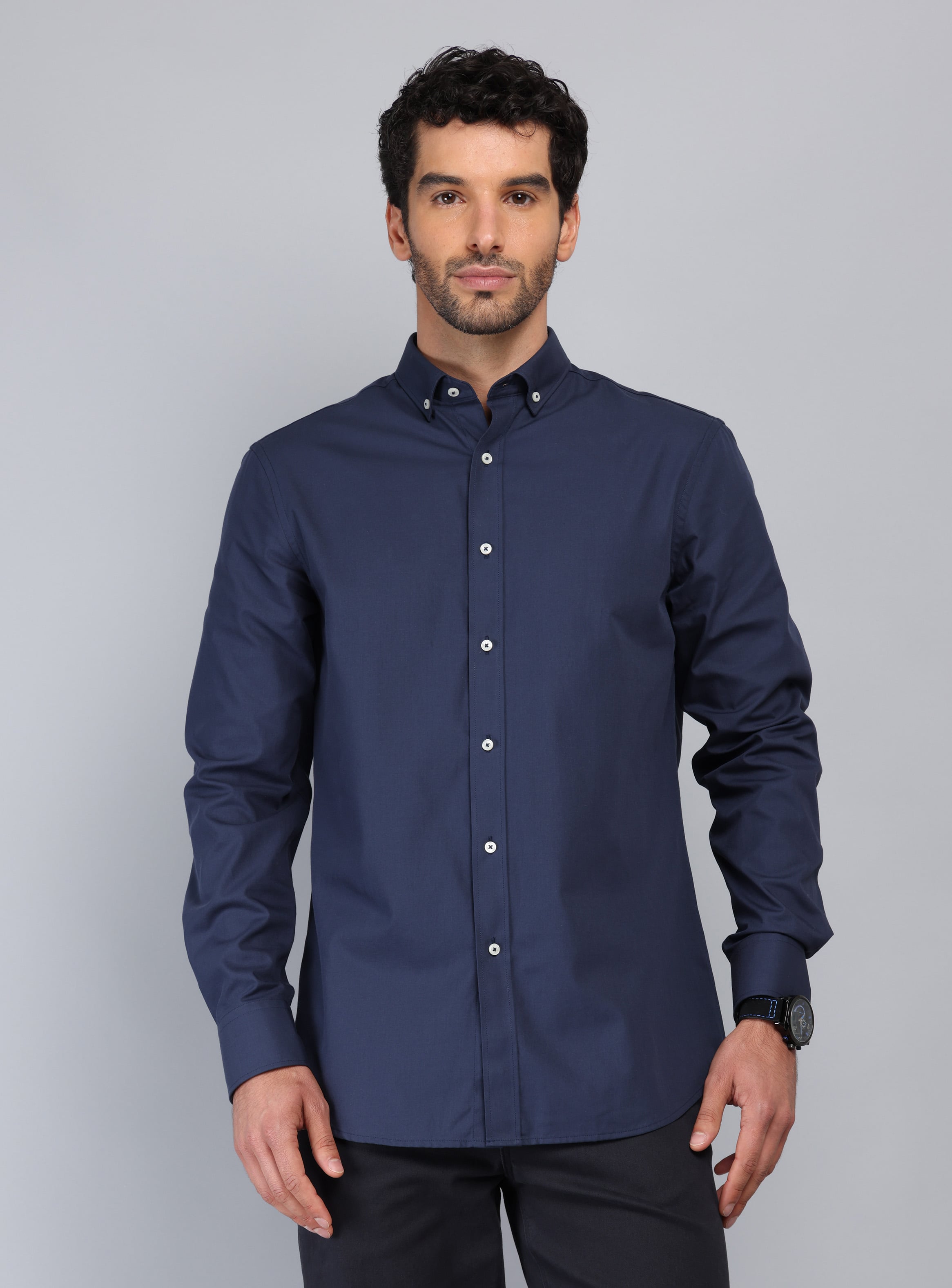 CAMISA TEXTURADA TAILORED FIT AZUL MARINO PIERO BUTTI - 1