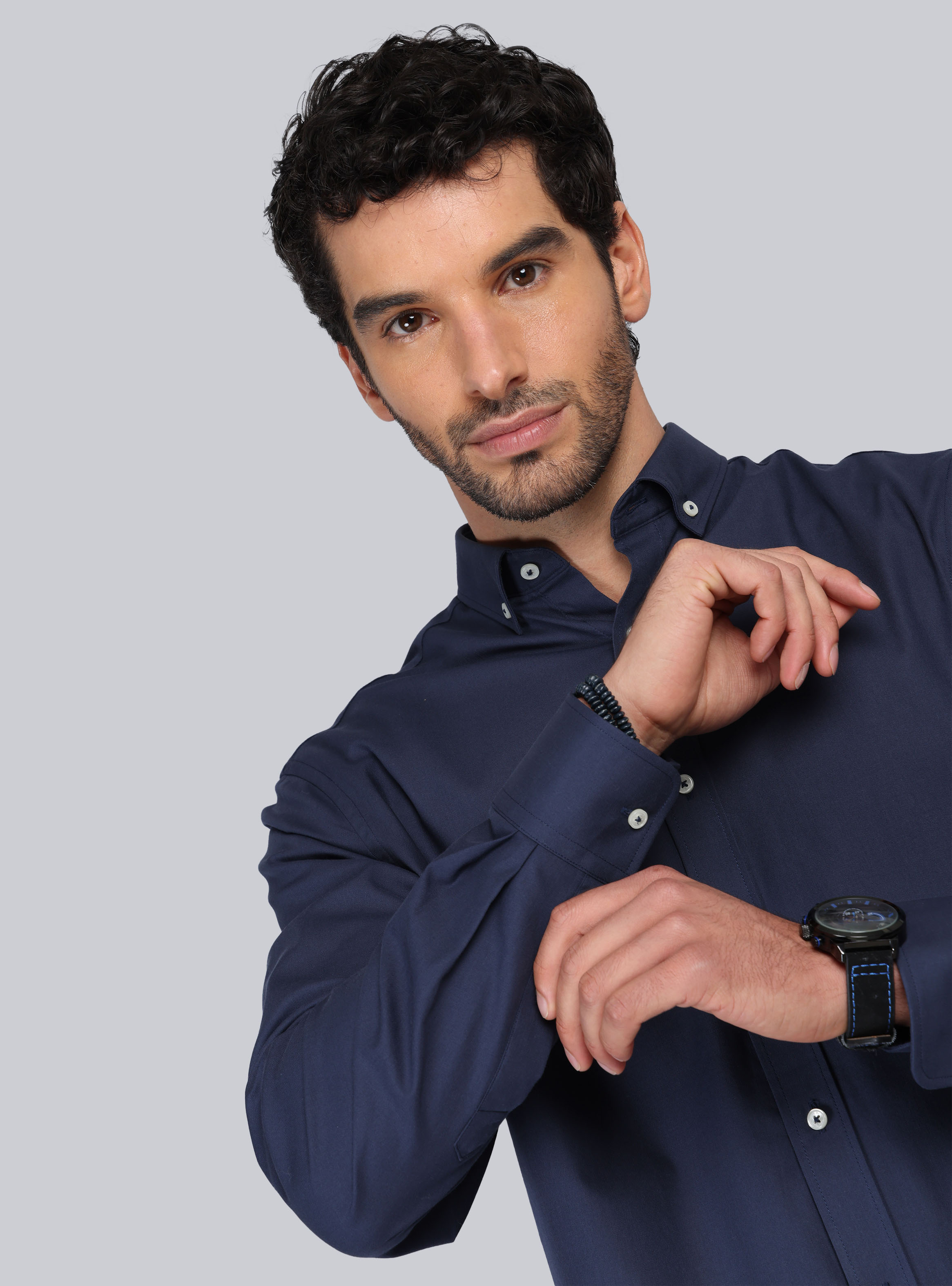 CAMISA TEXTURADA TAILORED FIT AZUL MARINO PIERO BUTTI - 3