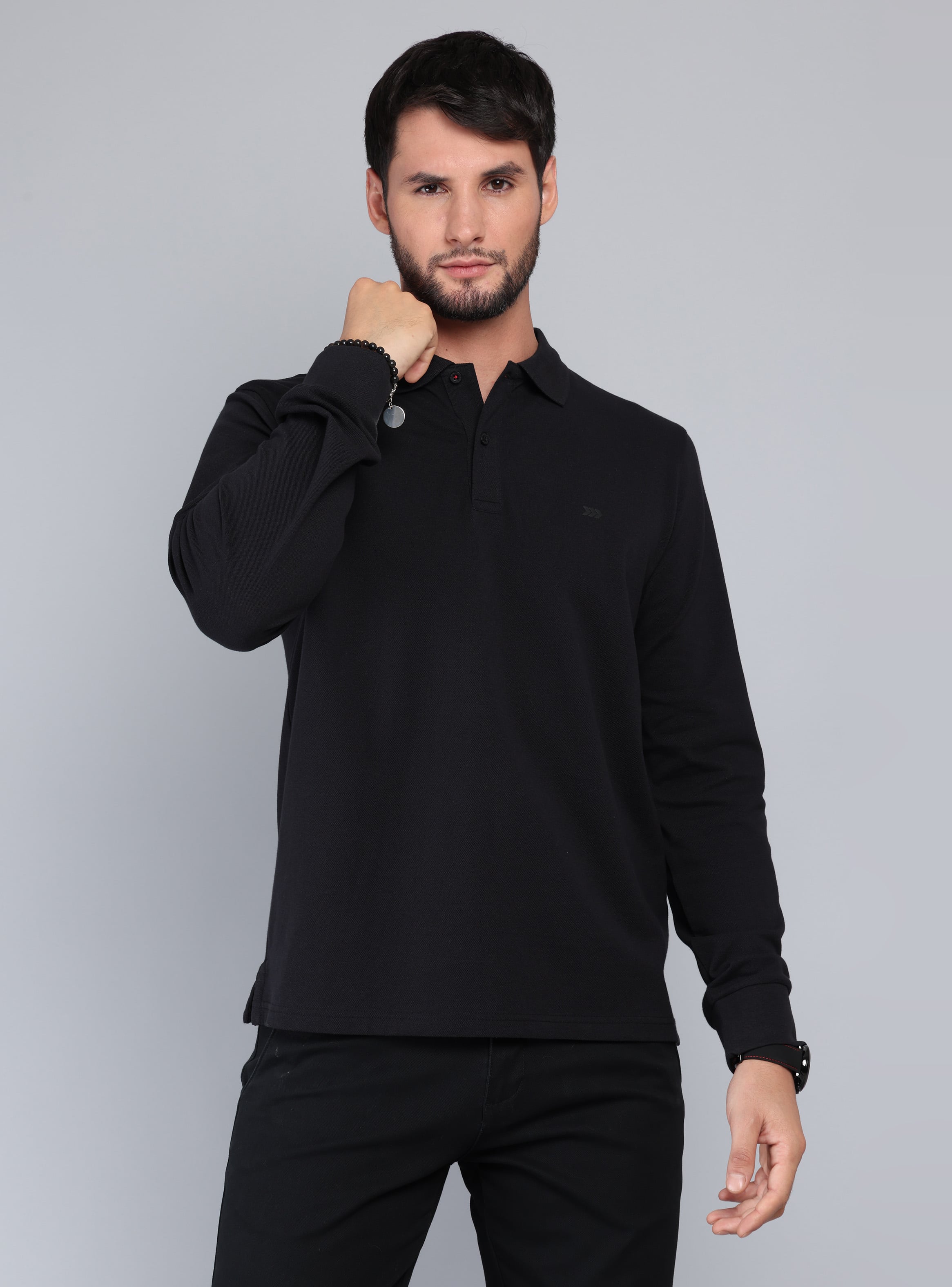 POLERA PIQUE REGULAR FIT NEGRO ARROW - 1