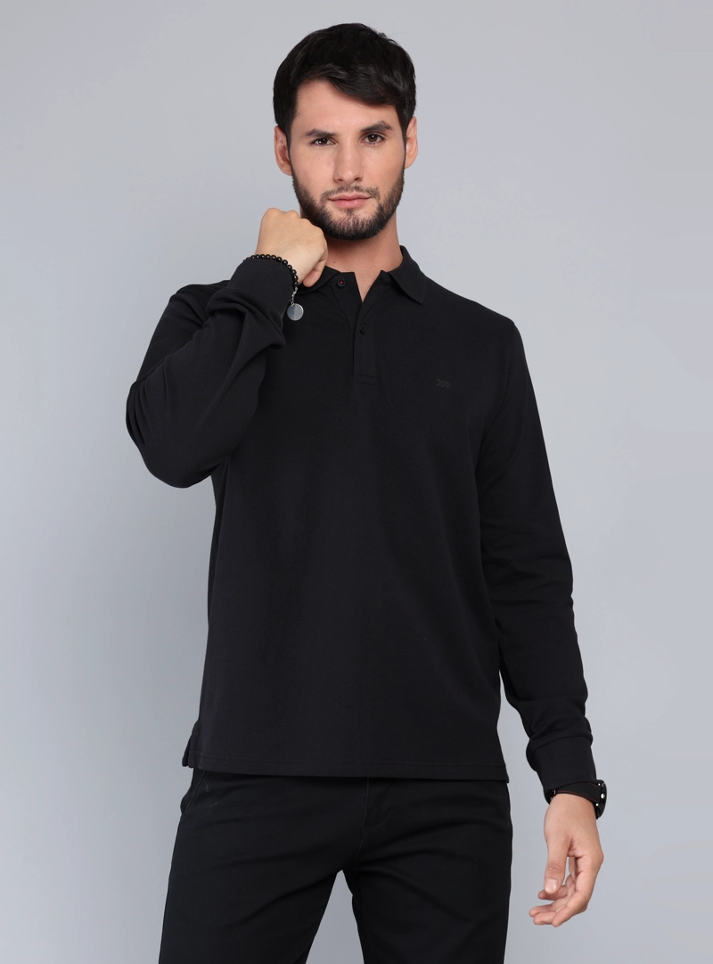 POLERA PIQUE REGULAR FIT NEGRO ARROW - 1