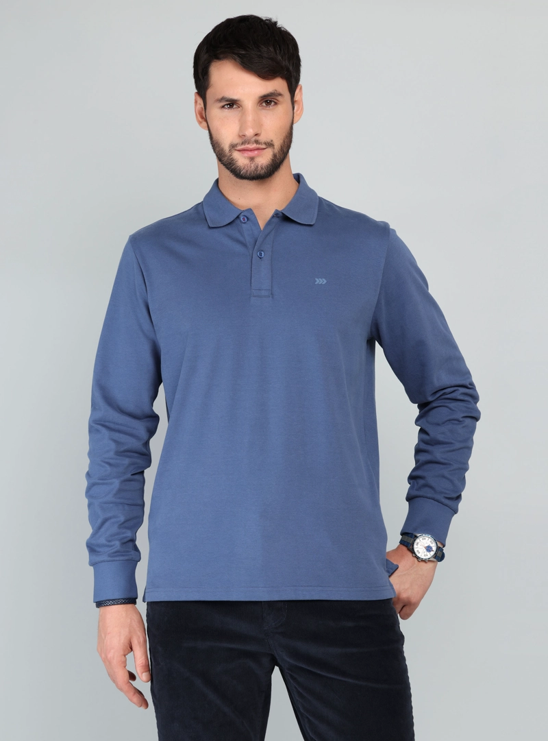 POLERA LISA MANGA LARGA REGULAR FIT DENIM ARROW - 1