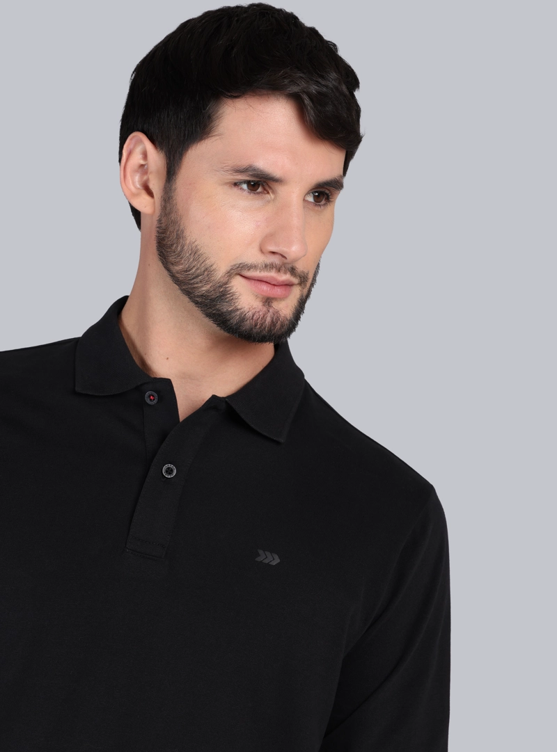 POLERA LISA MANGA LARGA REGULAR FIT NEGRO ARROW - 3