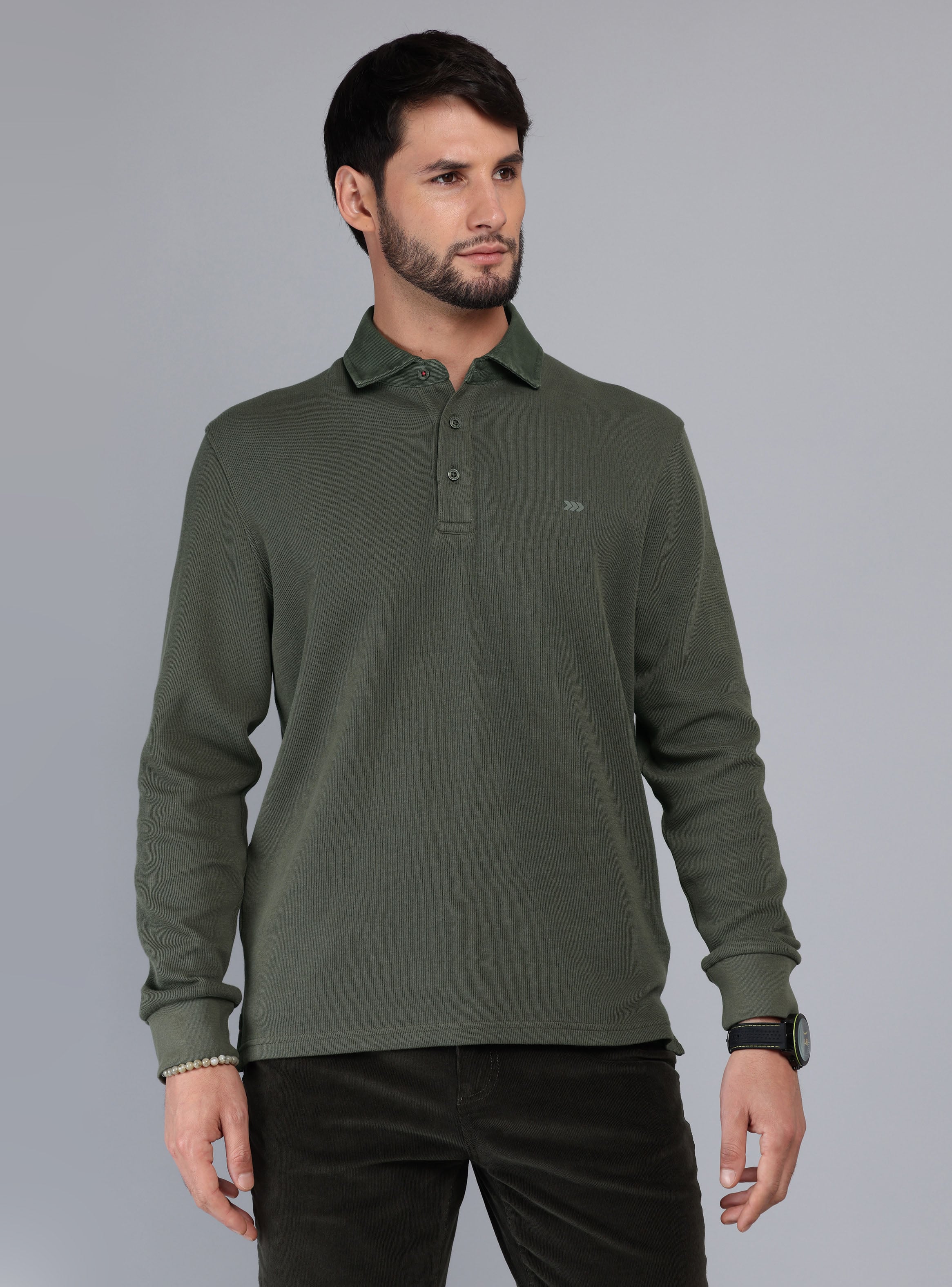 POLERA STONE WASH REGULAR FIT VERDE ARROW - 1