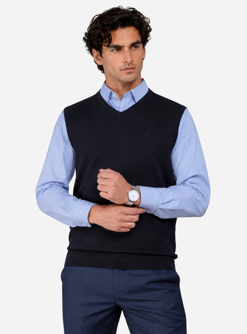 SWEATER SIN MANGAS REGULAR FIT AZUL MARINO ARROW - 7