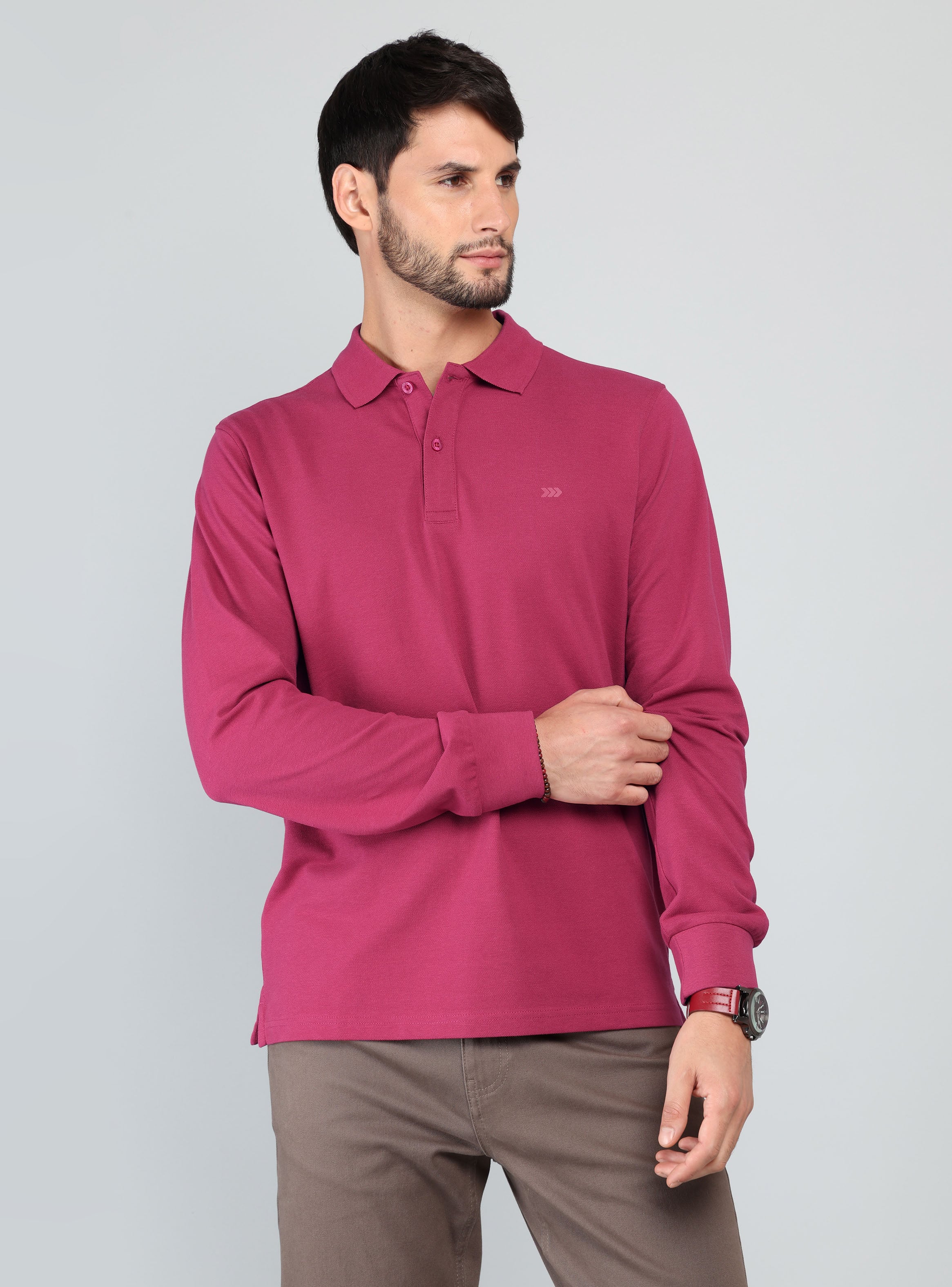 POLERA PIQUE REGULAR FIT GUINDA ARROW - 1