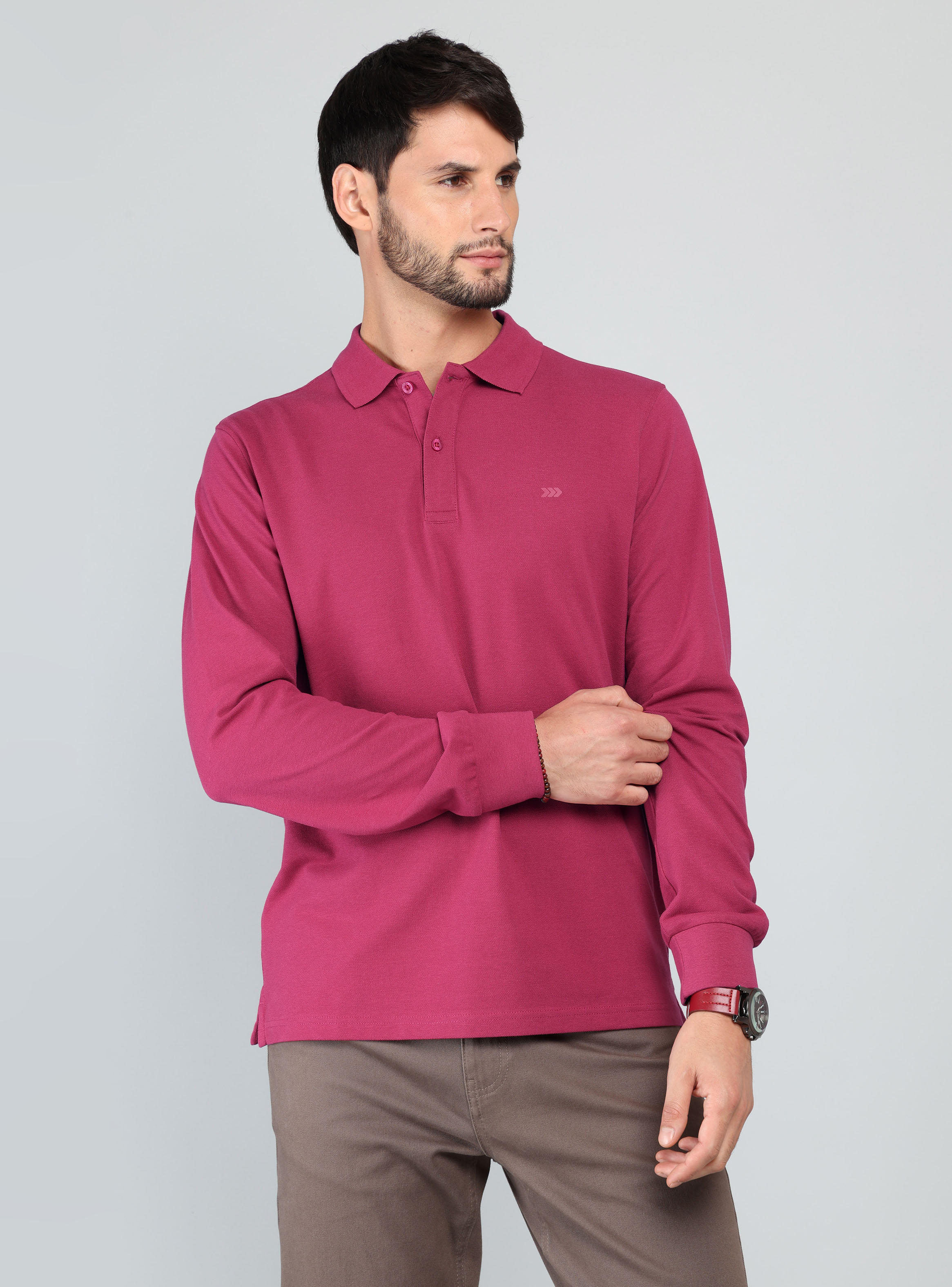 POLERA PIQUE REGULAR FIT GUINDA ARROW - 1