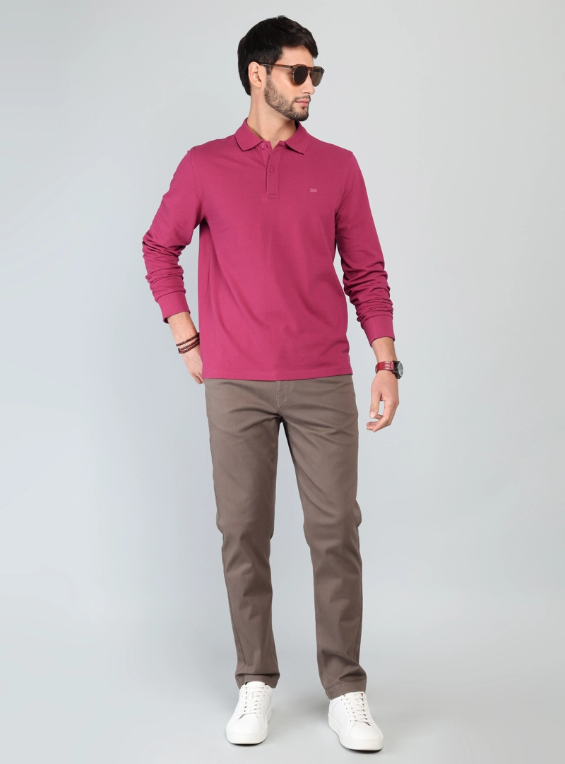 POLERA PIQUE REGULAR FIT GUINDA ARROW - 4